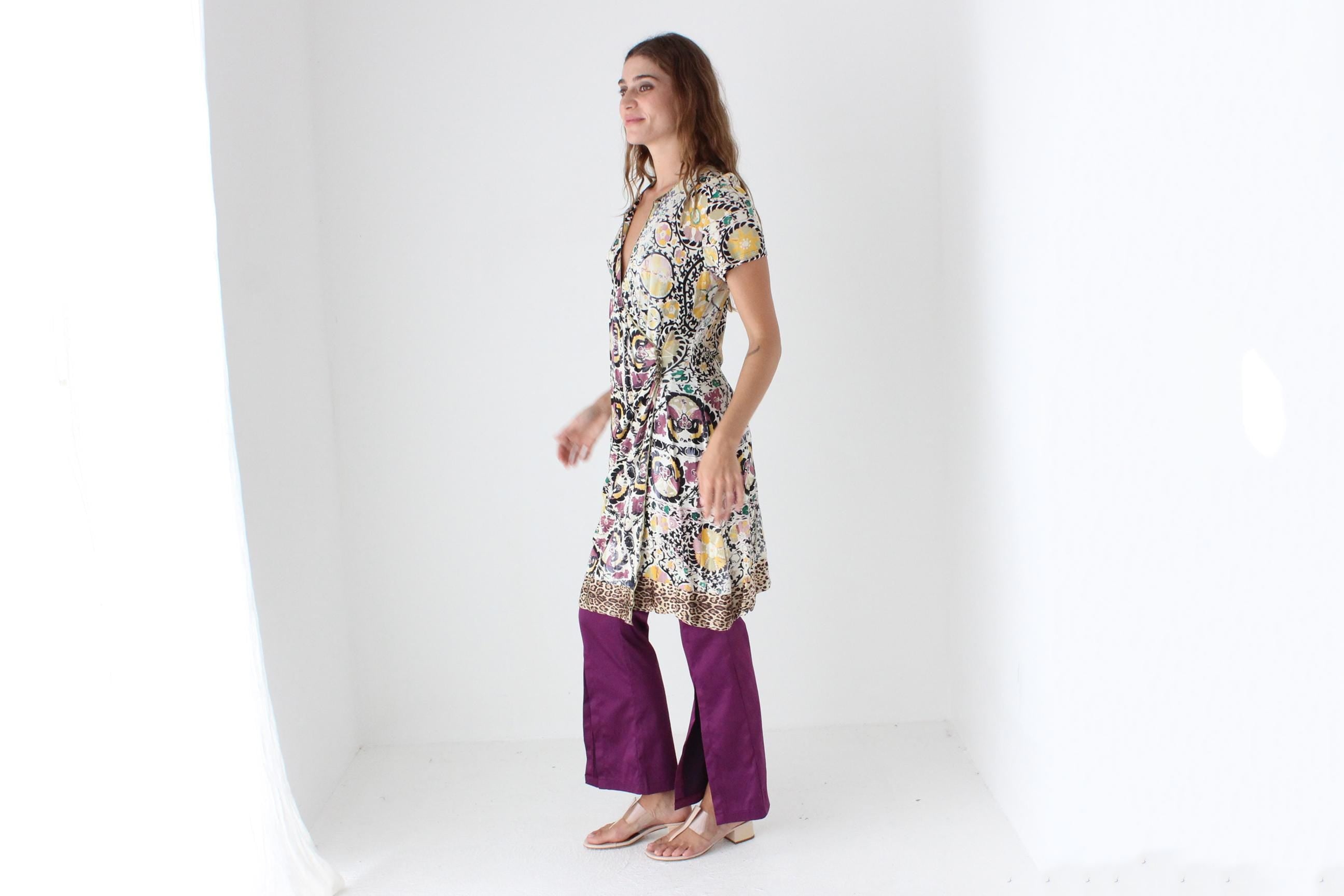 Y2K Cavalli Class Baroque Print Dress