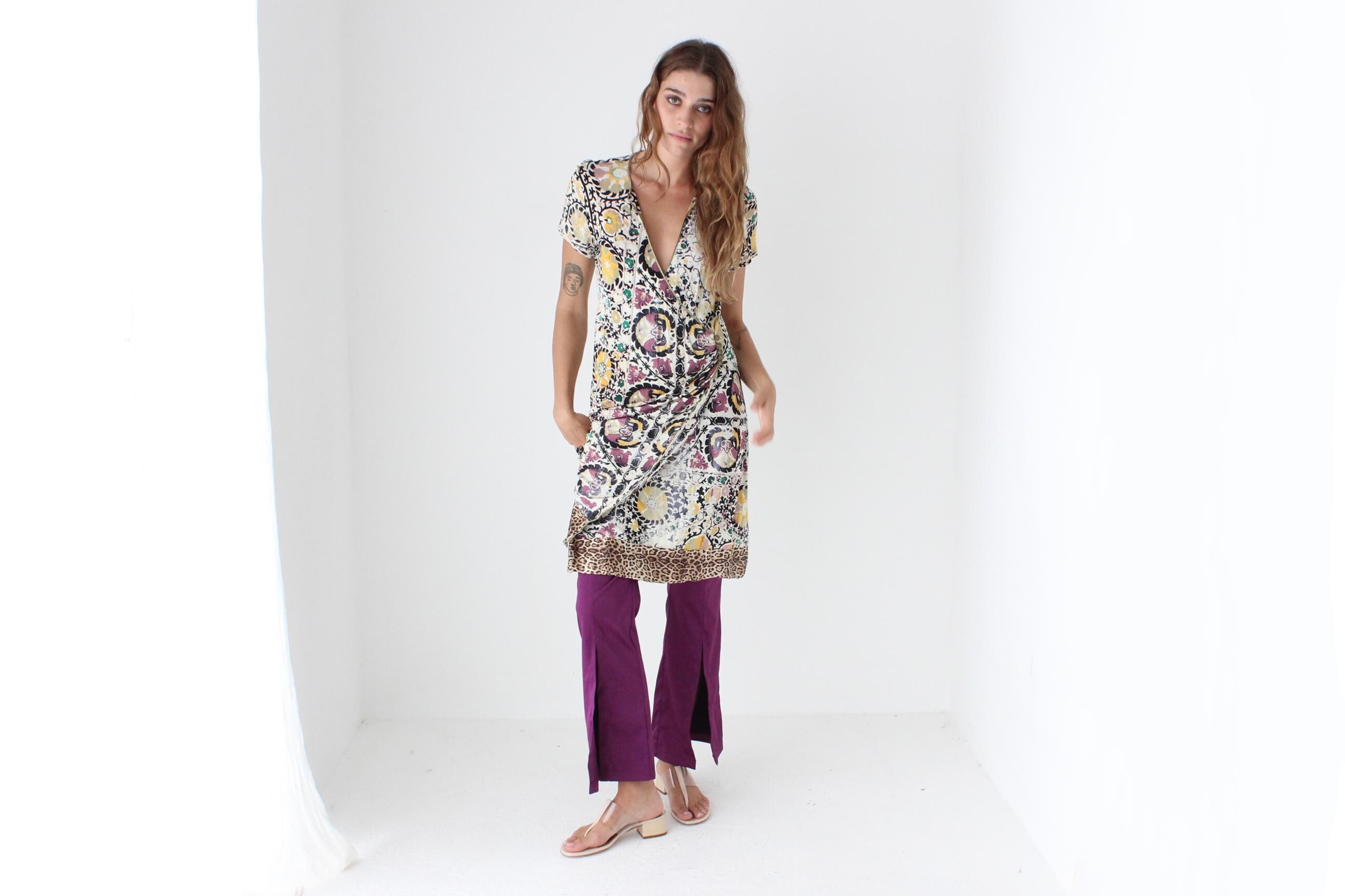 Y2K Cavalli Class Baroque Print Dress