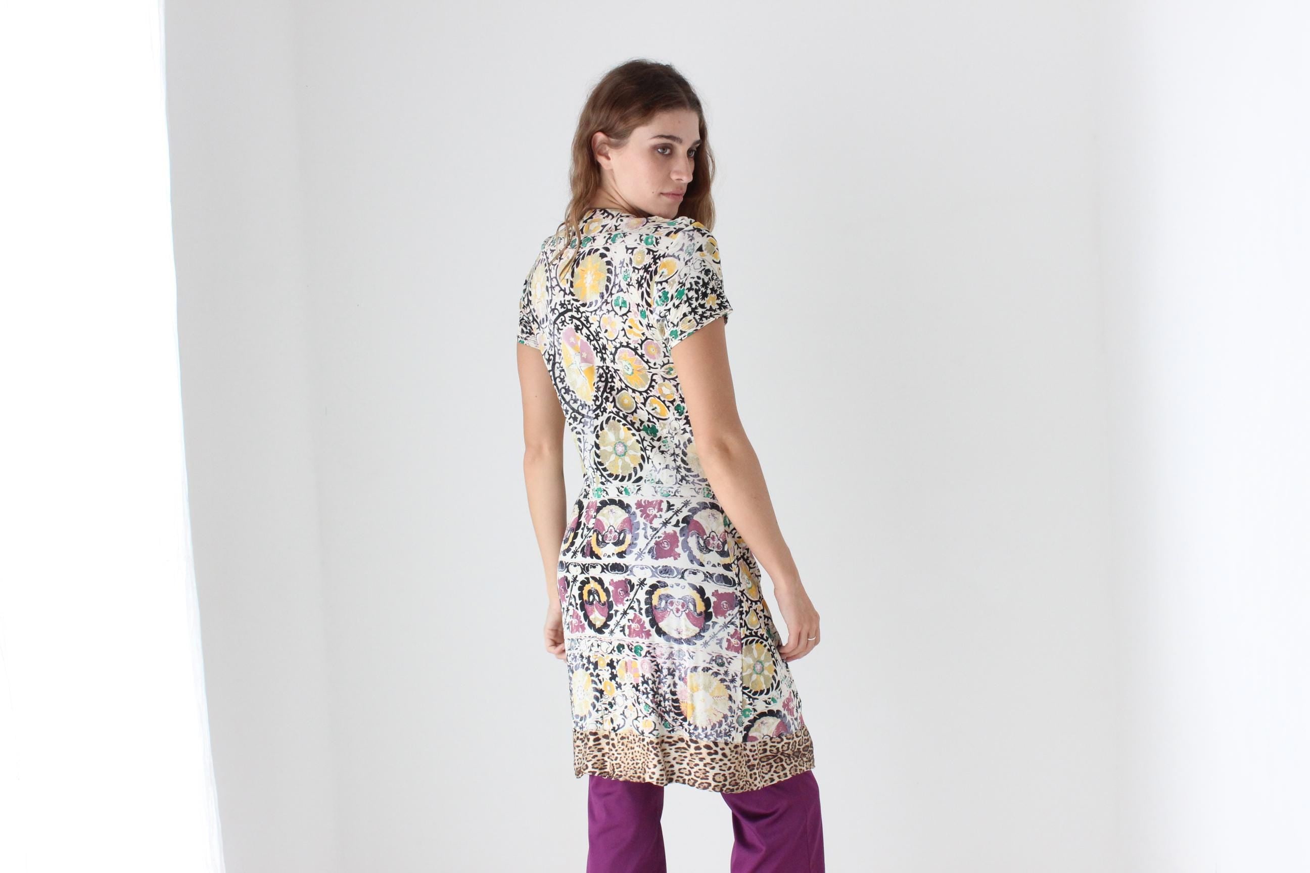 Y2K Cavalli Class Baroque Print Dress