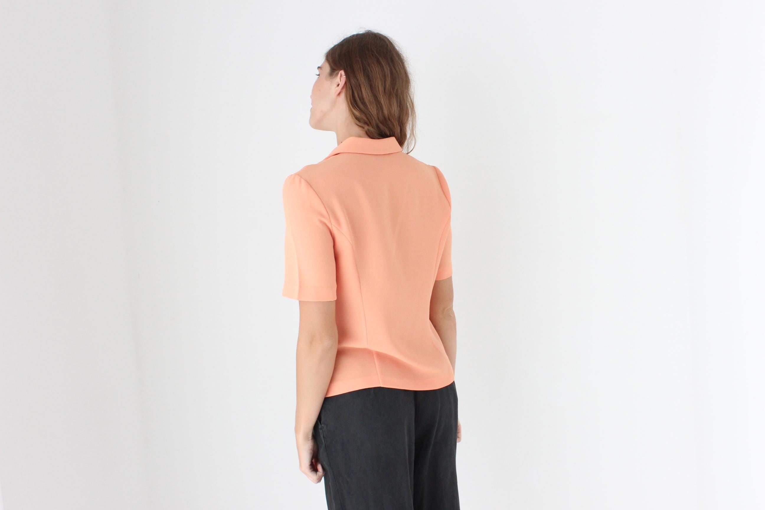 80s Sherbet Crepe Short Sleeve Button Up
