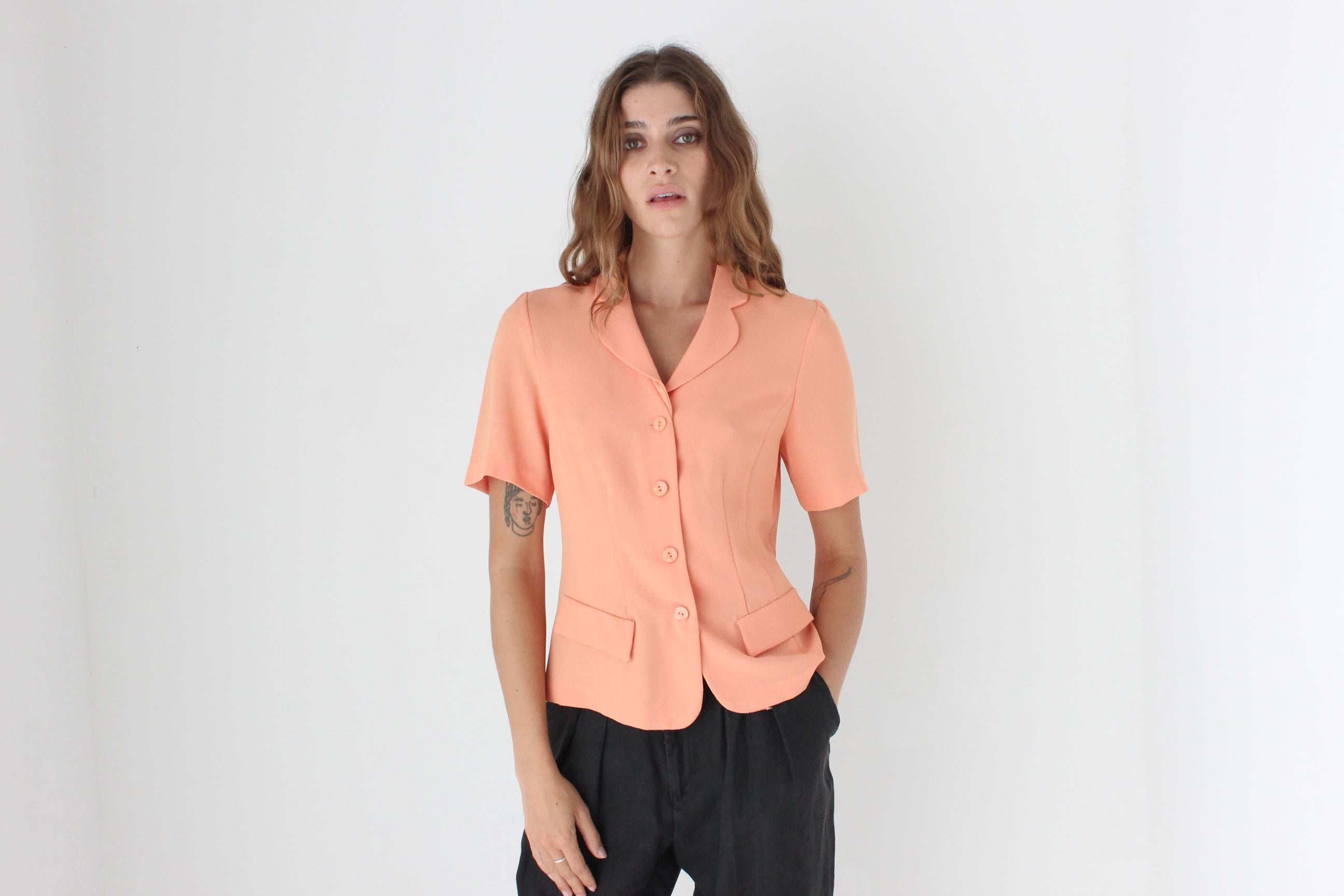 80s Sherbet Crepe Short Sleeve Button Up