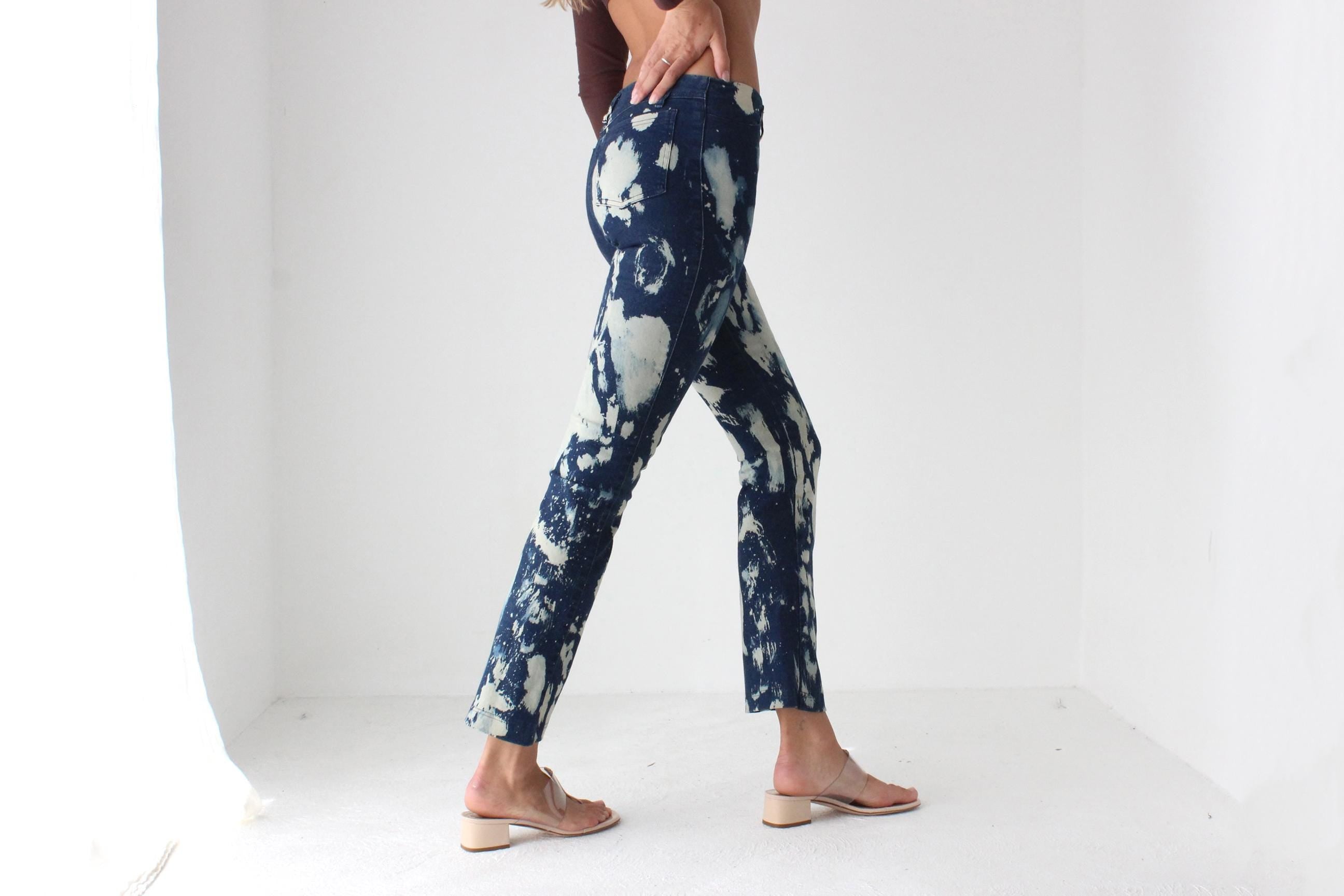 Y2K Stretch Bleached Spatter Jeans