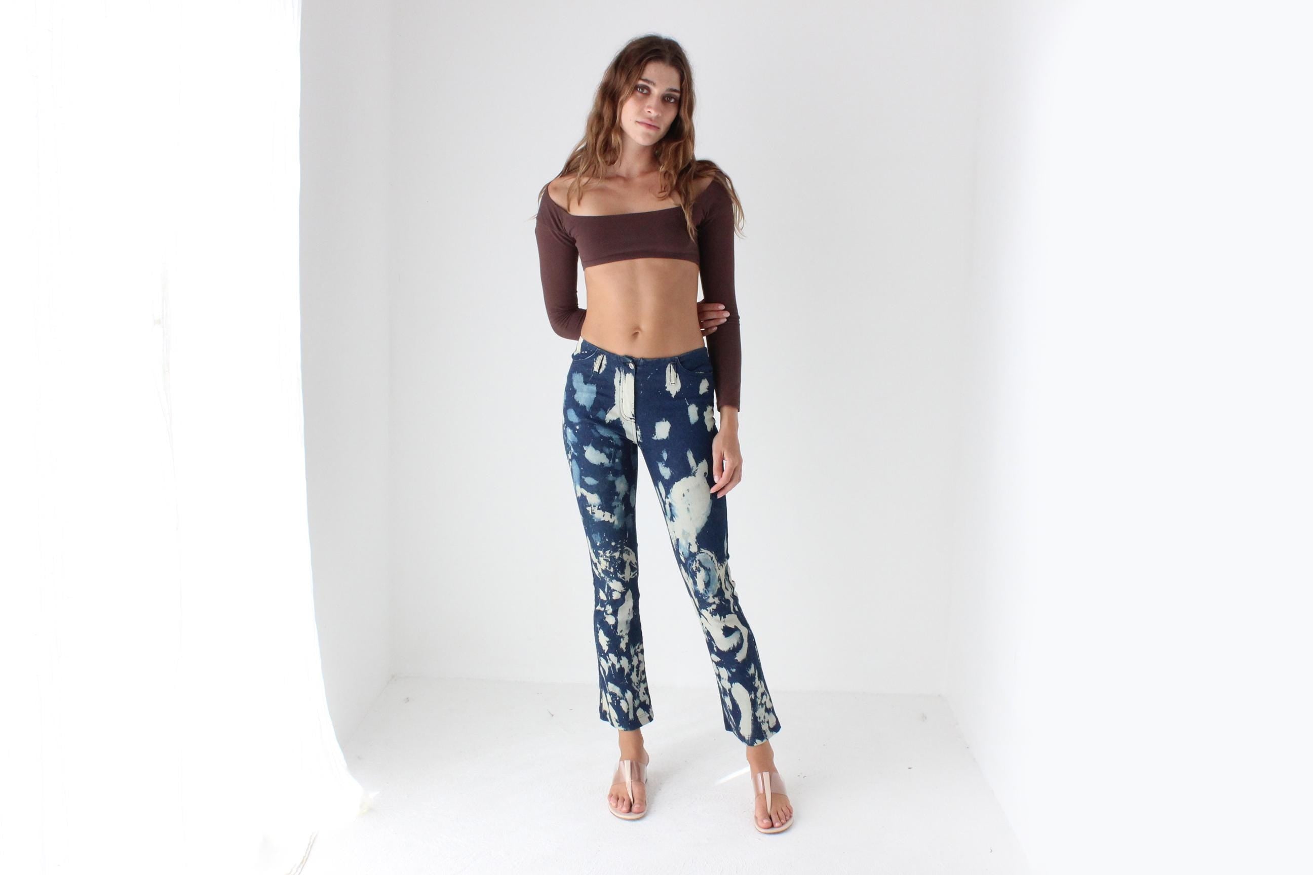 Y2K Stretch Bleached Spatter Jeans