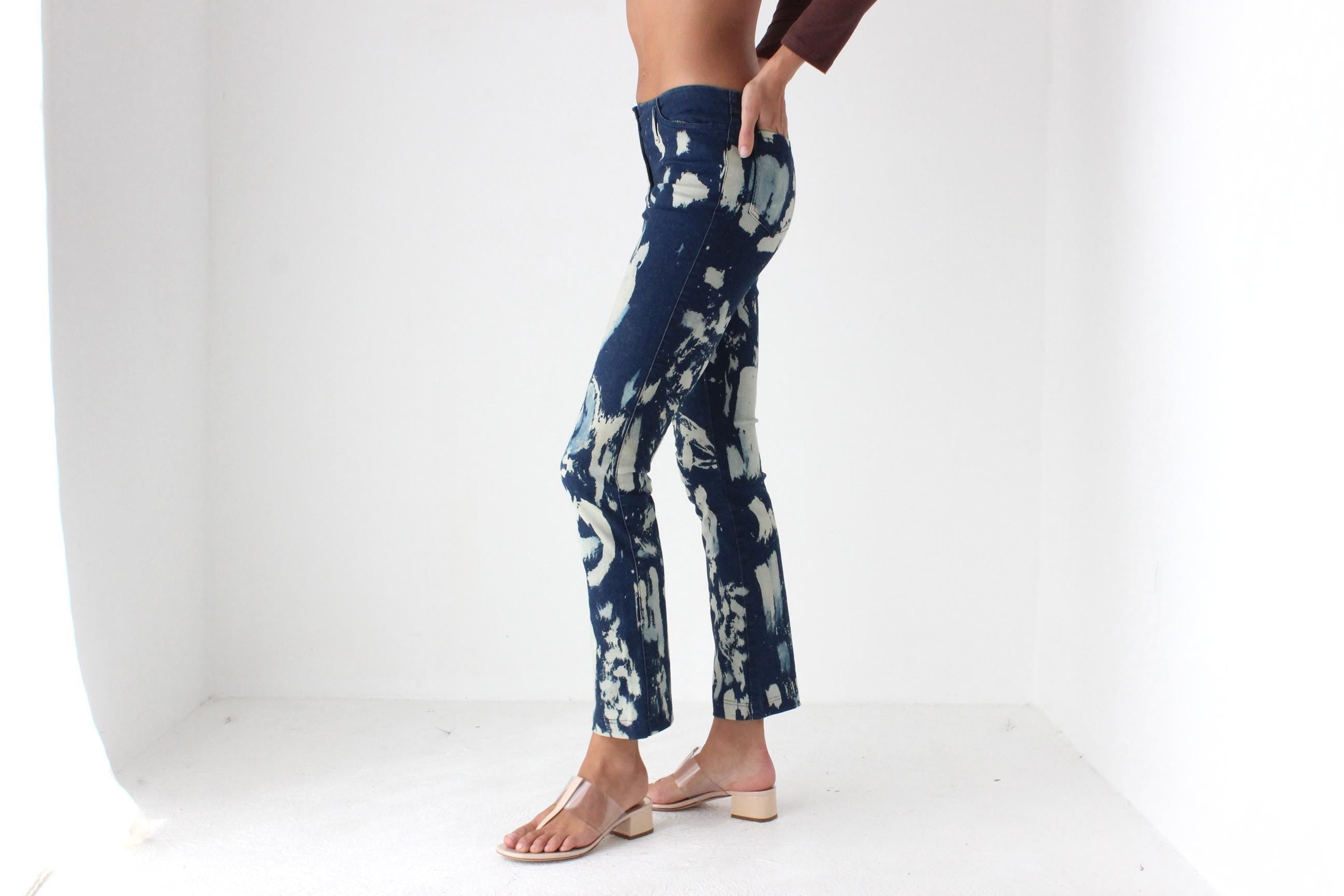 Y2K Stretch Bleached Spatter Jeans