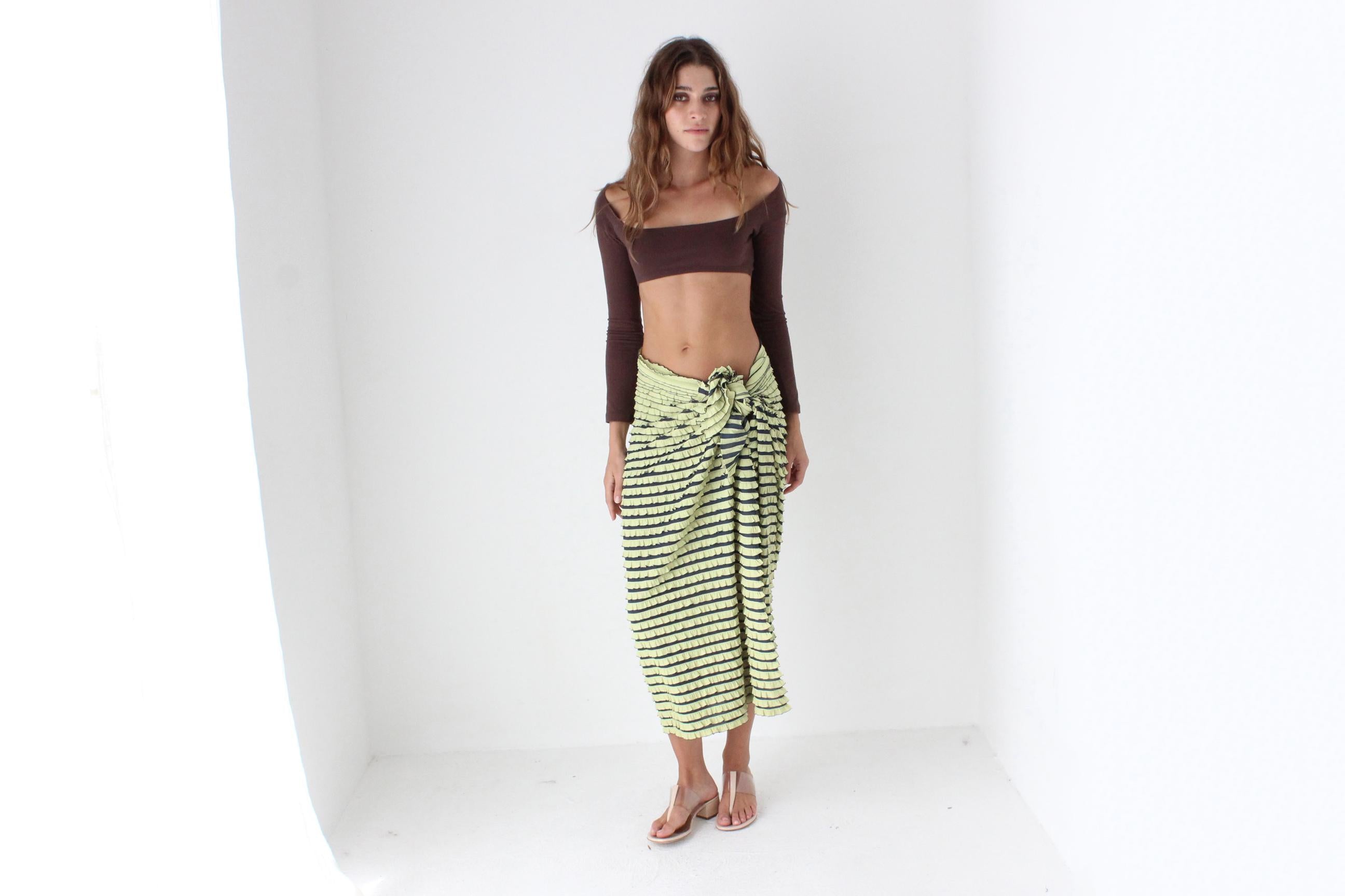 90s 3D Frill Sarong / Tie Up Skirt