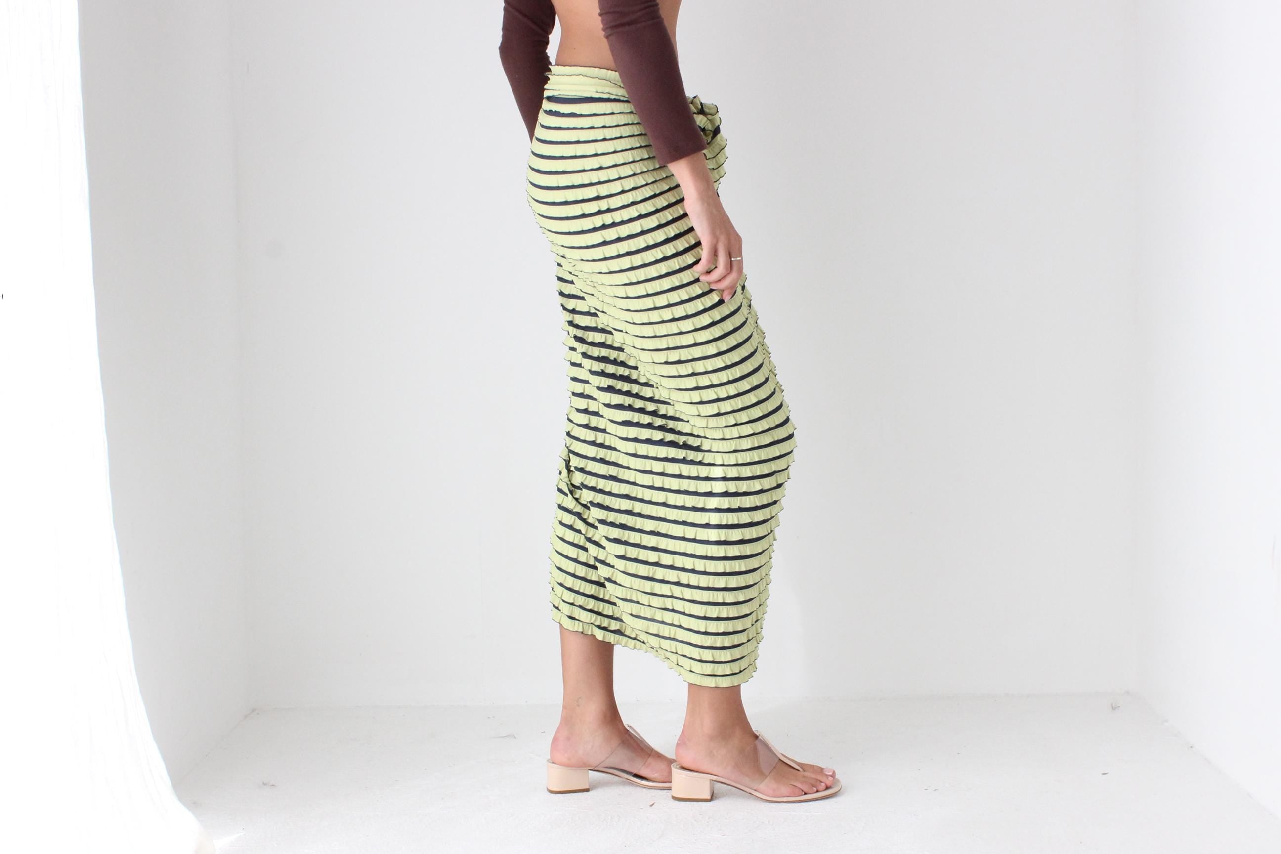 90s 3D Frill Sarong / Tie Up Skirt