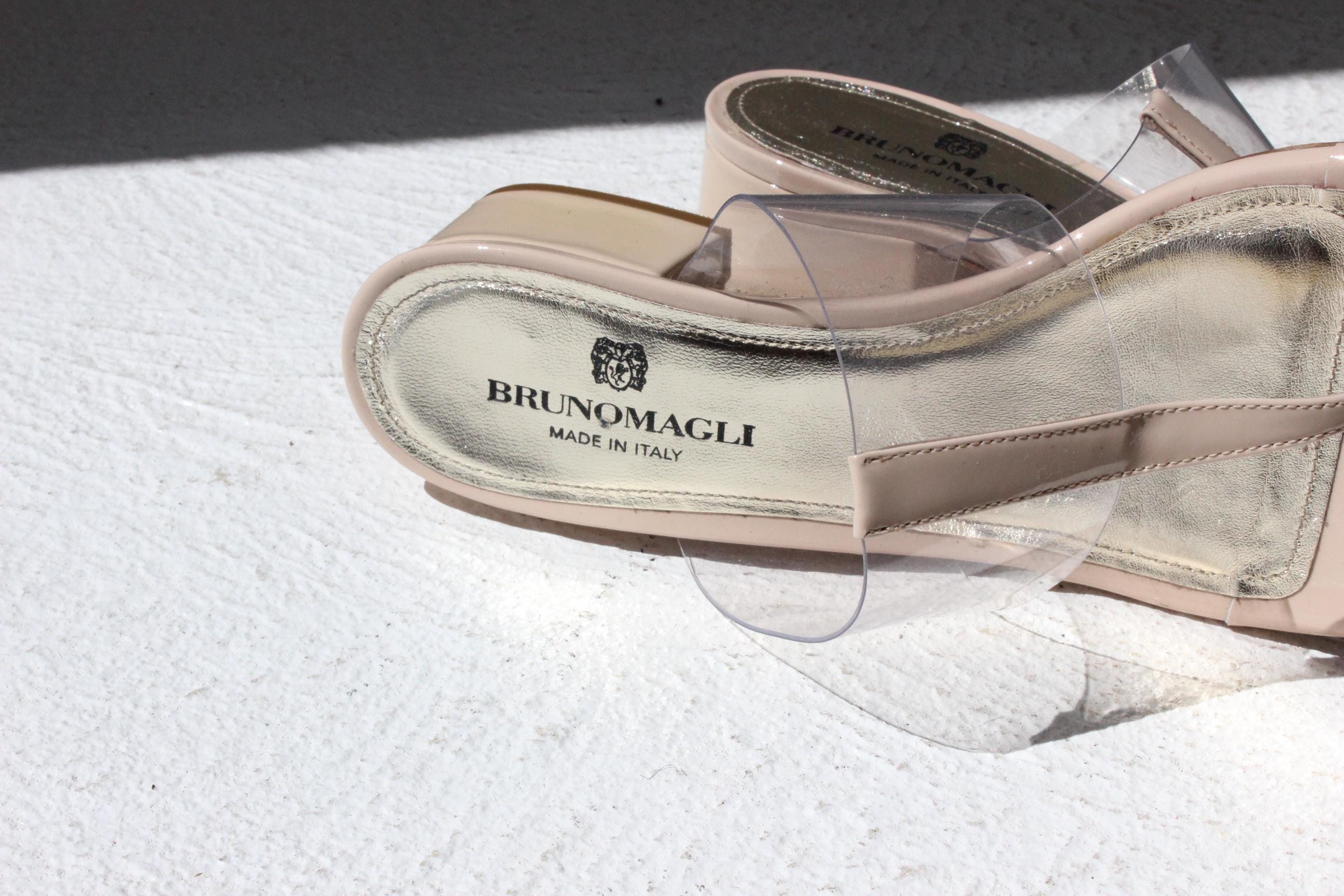 2000s Bruno Magli Neutral Leather T Bar Transparent Sandals - Euro 39