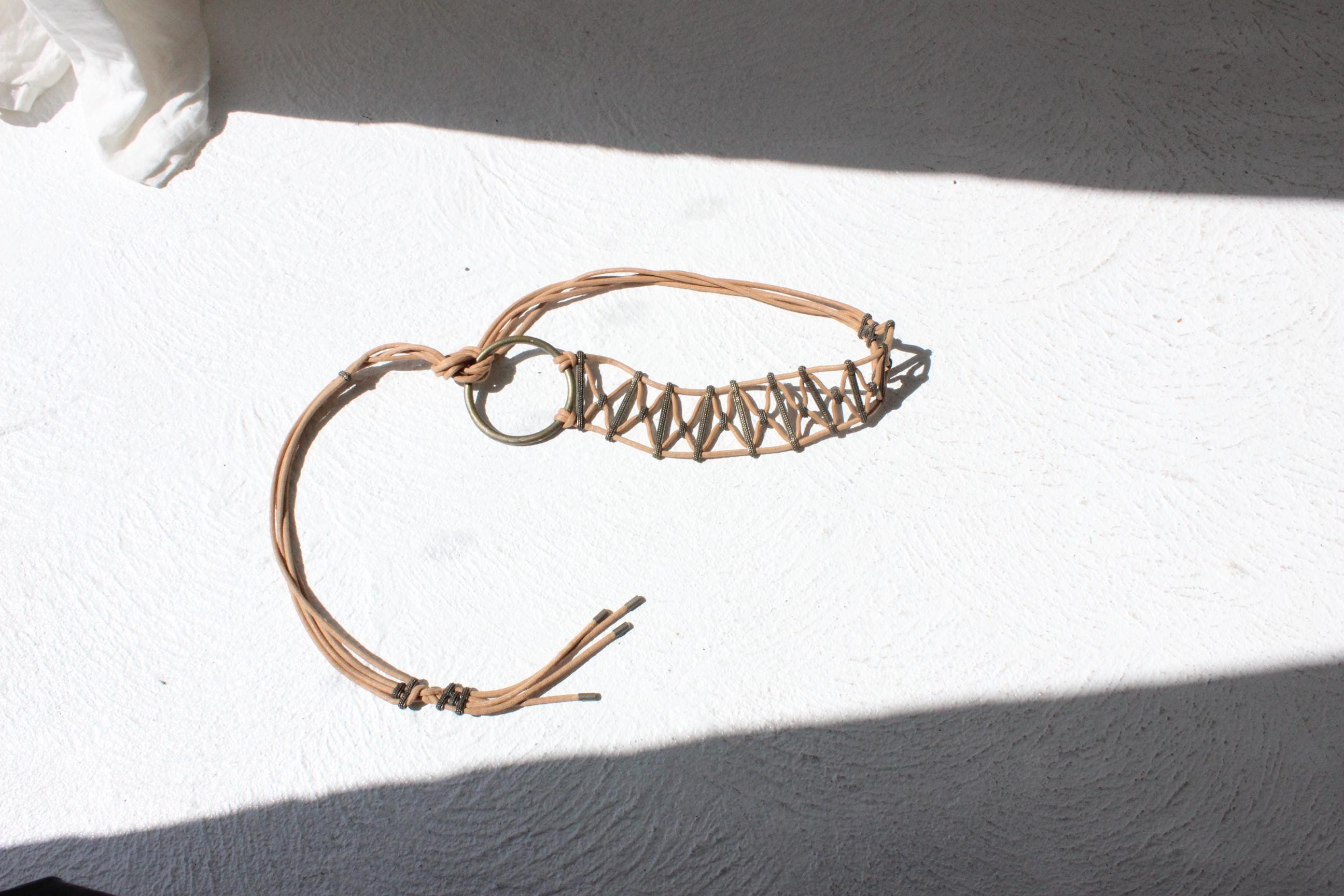 70s Macrame & Brass Braided Rope Belt