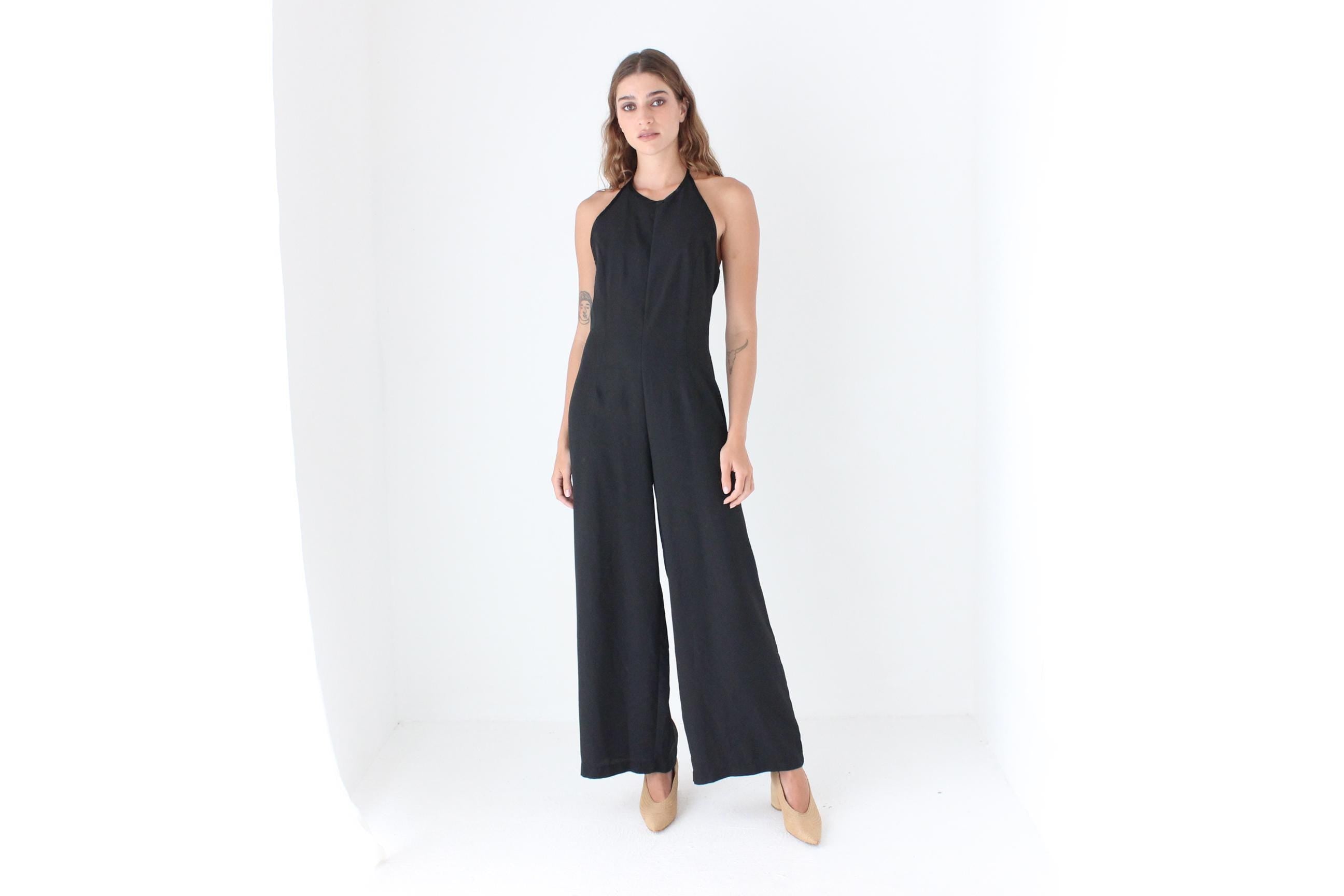 90s Crepe Halter Jumpsuit