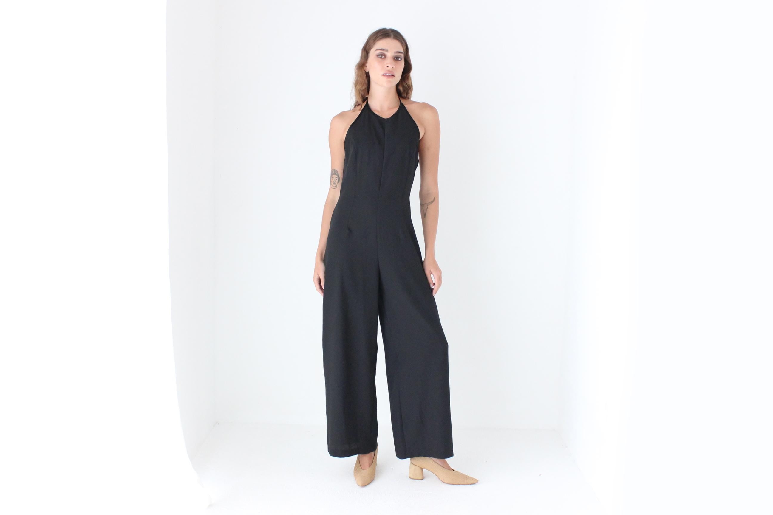 90s Crepe Halter Jumpsuit