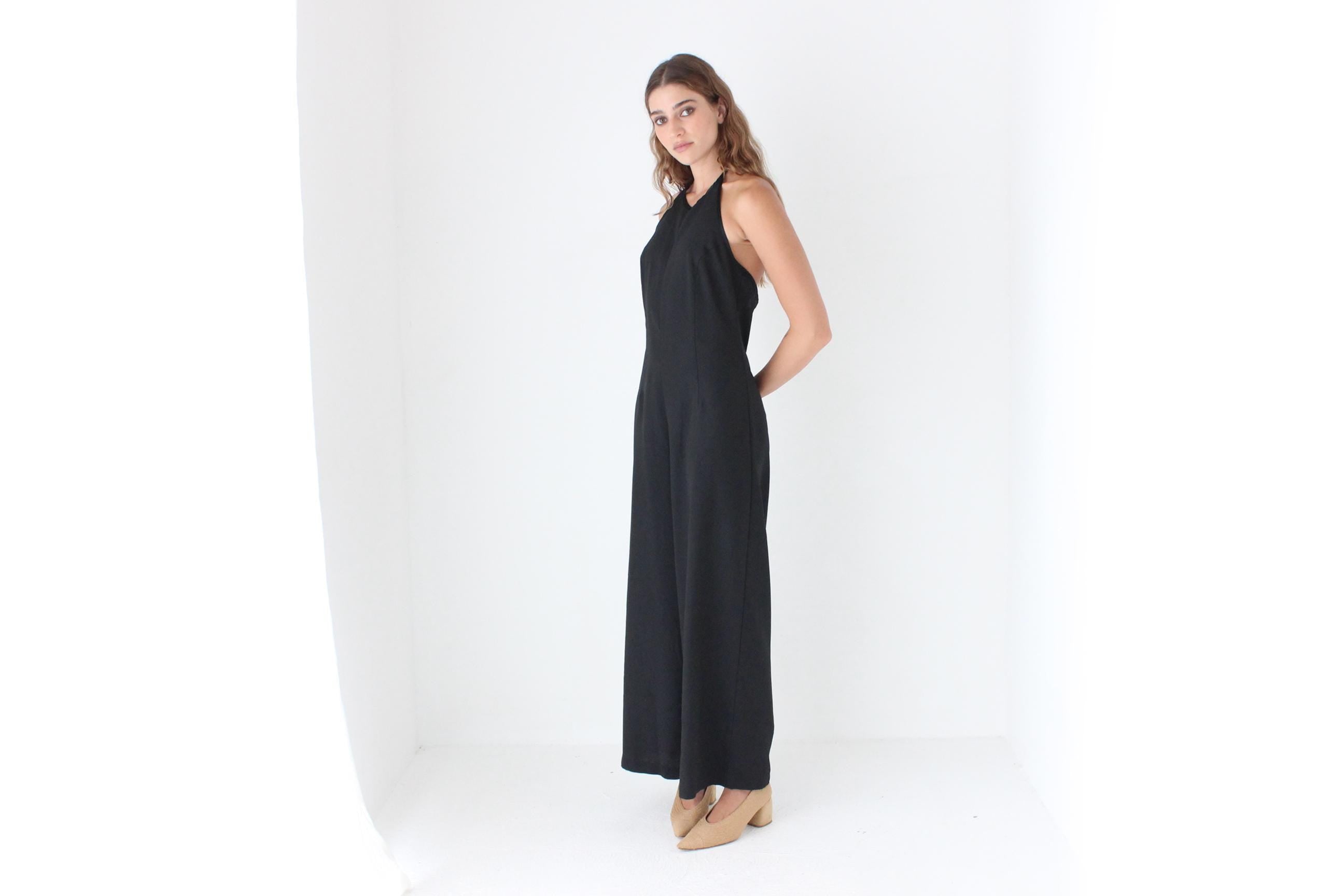 90s Crepe Halter Jumpsuit