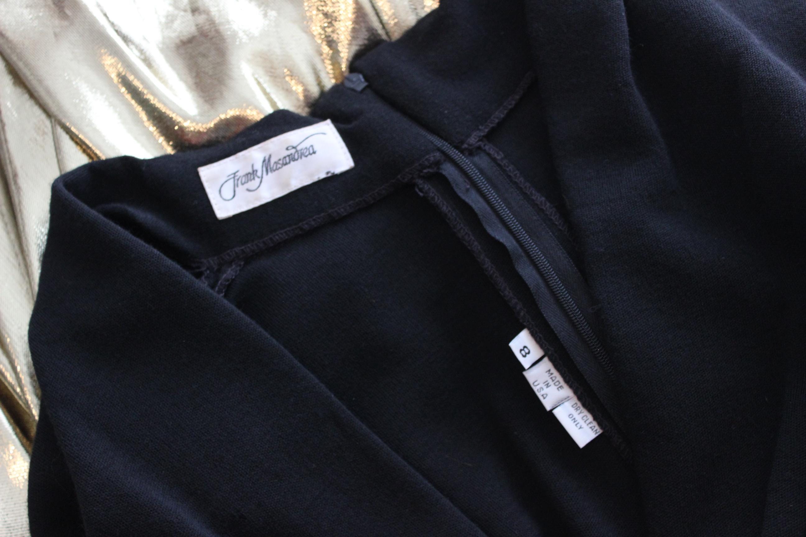 80s Black Knit & Gold Lamé Disco Dress
