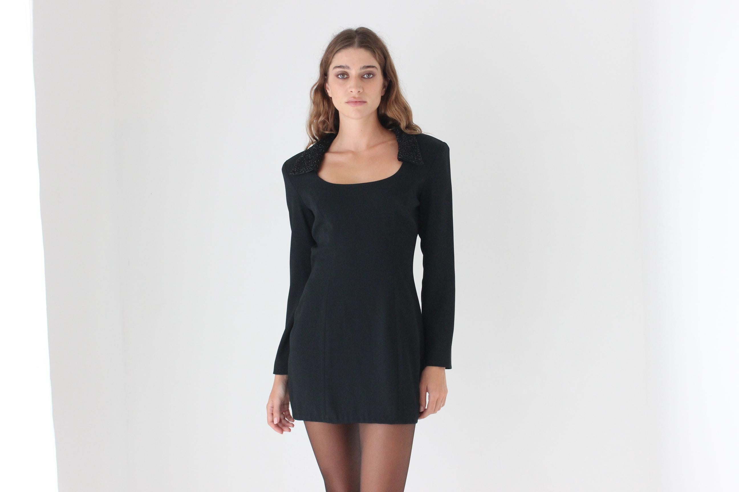 90s Crepe Power Mini w/ Beaded Collar