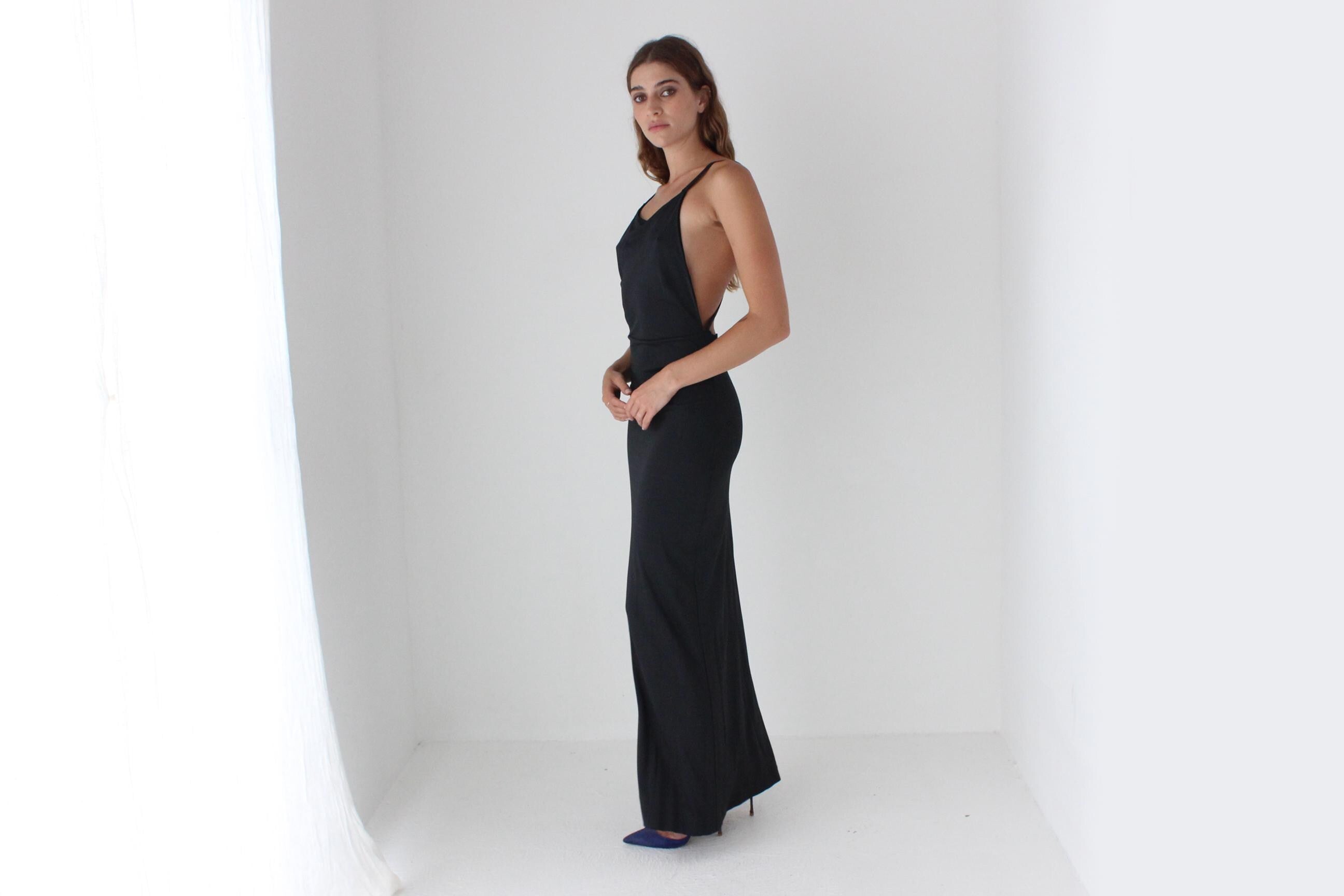 90s Calvin Klein Slinky Backless Gown