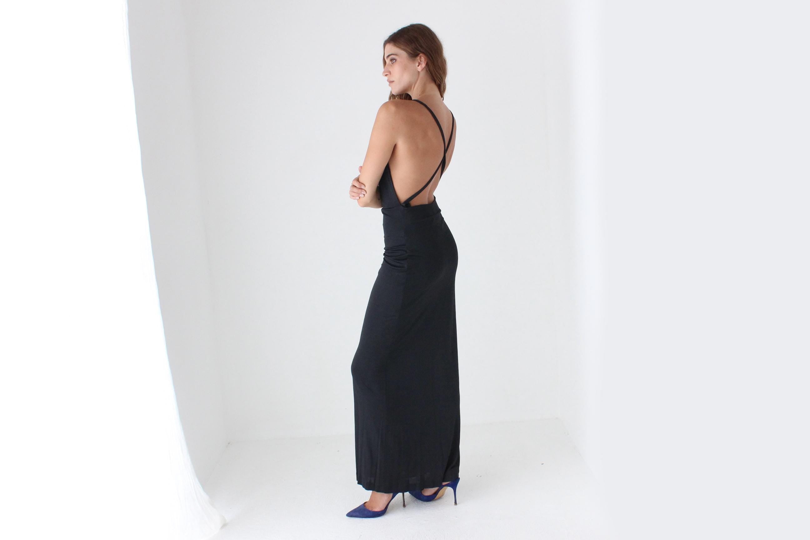 90s Calvin Klein Slinky Backless Gown