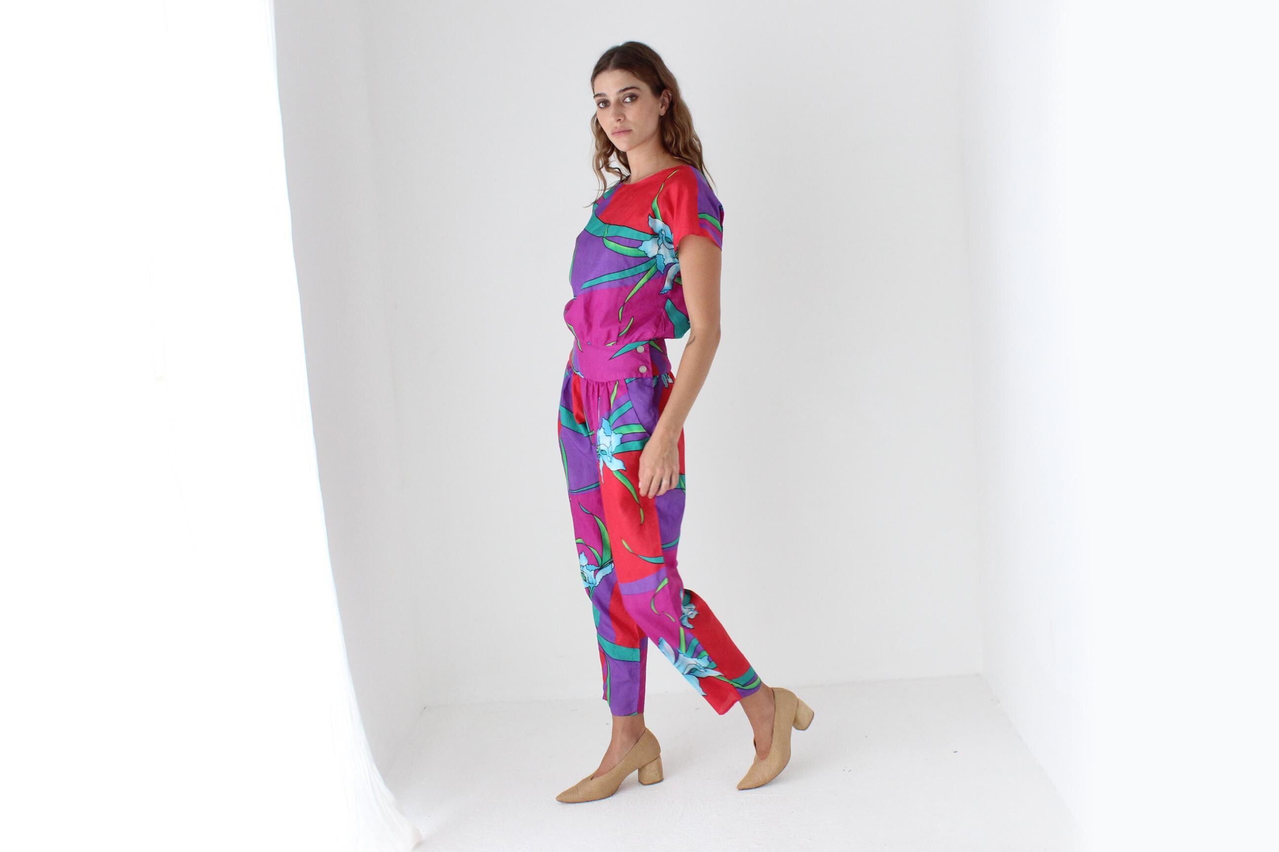 Vibrant 80s Tropical Jumpsuit