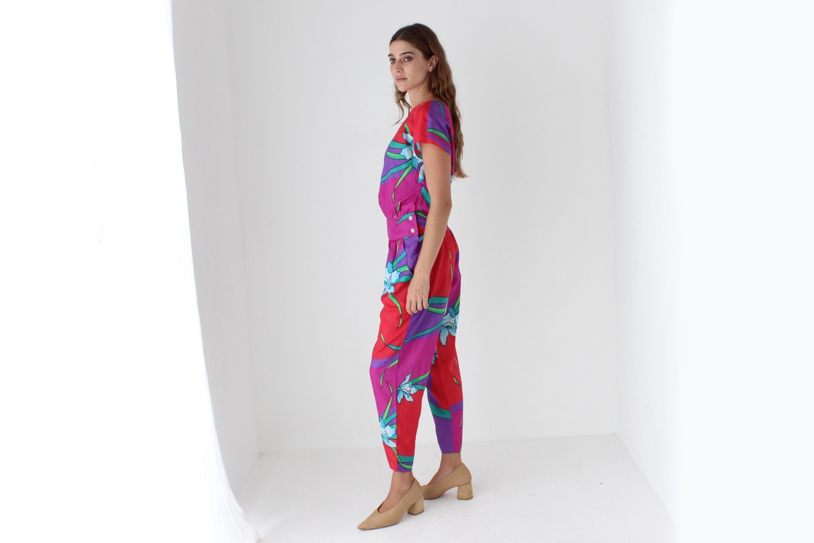 Vibrant 80s Tropical Jumpsuit