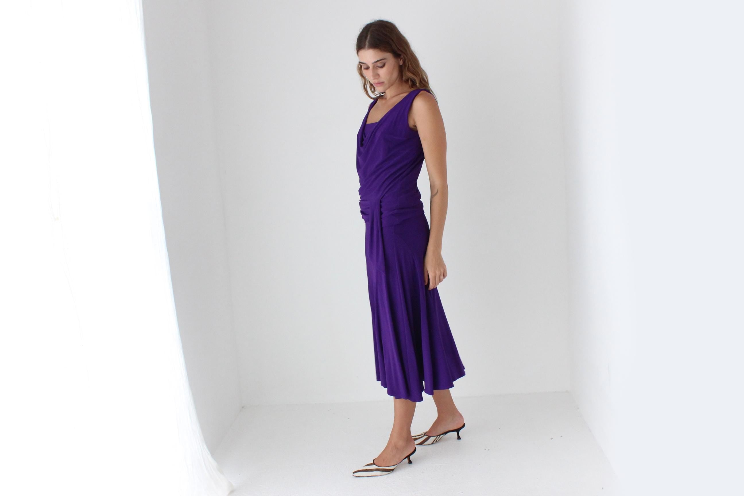 90s Slinky Draped Jersey Two Piece Set