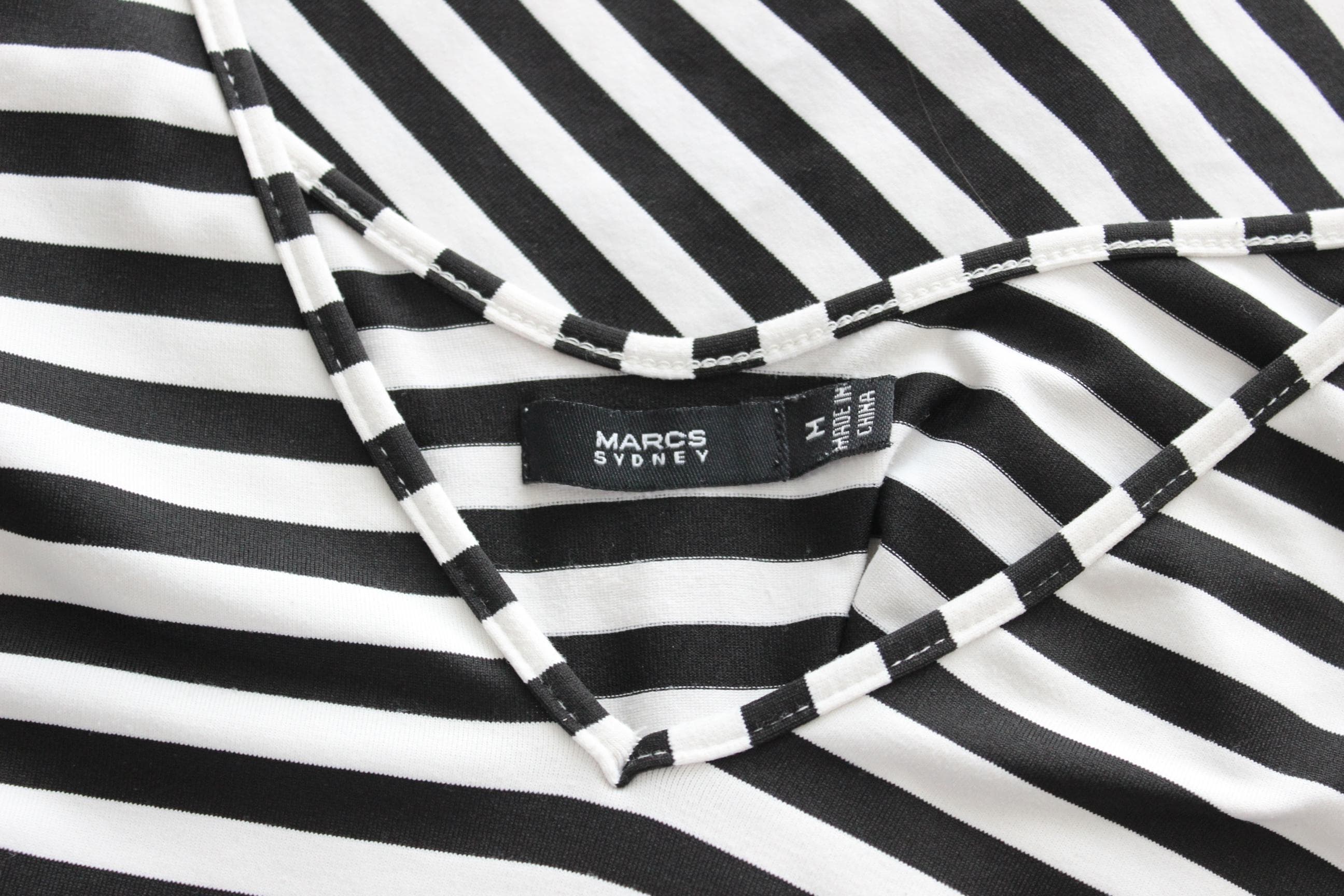 Y2K Stretch Black & White Striped Asymmetric Strappy Dress