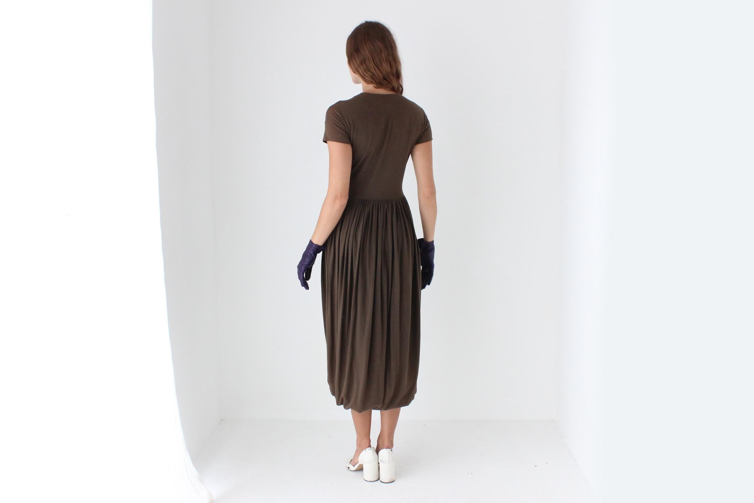 90s Romeo Gigli Chocolate Jersey Bubble Dress