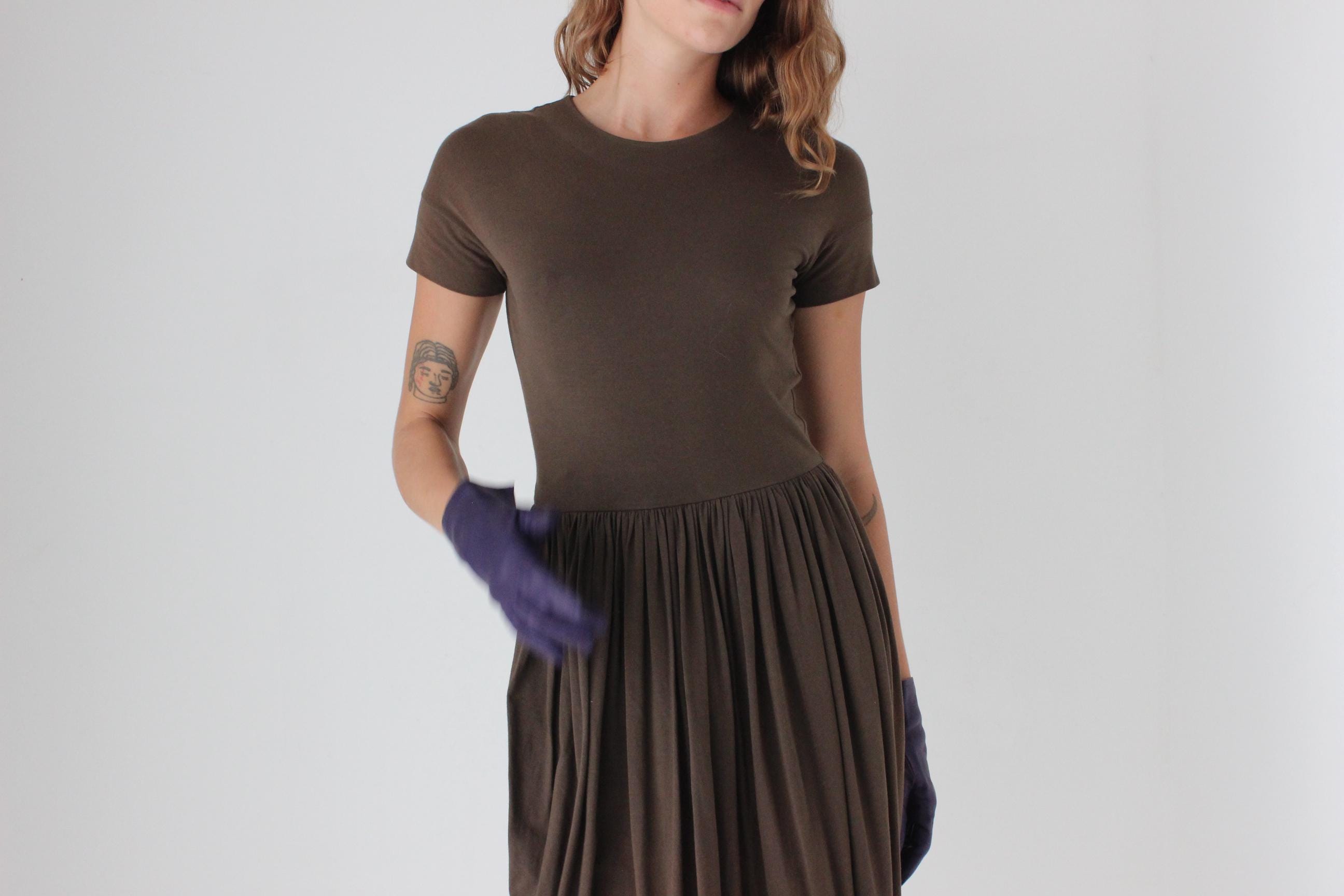 90s Romeo Gigli Chocolate Jersey Bubble Dress