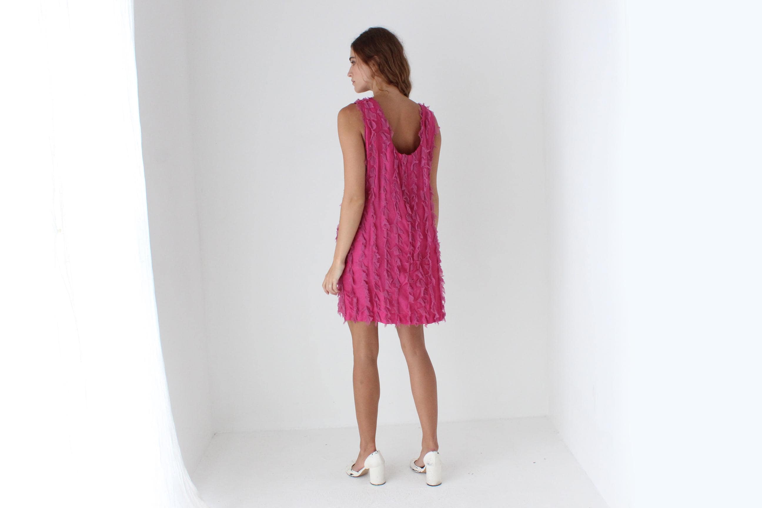 Y2K Abstract Textural Bubblegum 3D Silk Mini