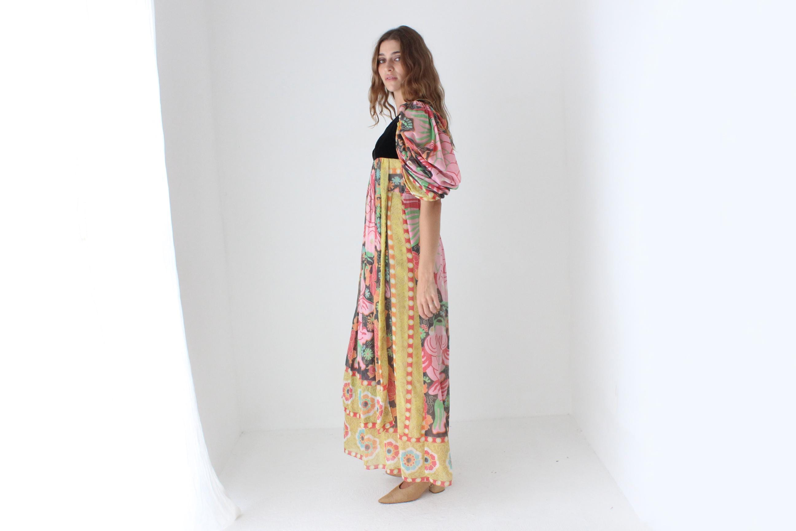70s Psychedelic Koi Fish Maxi Dress