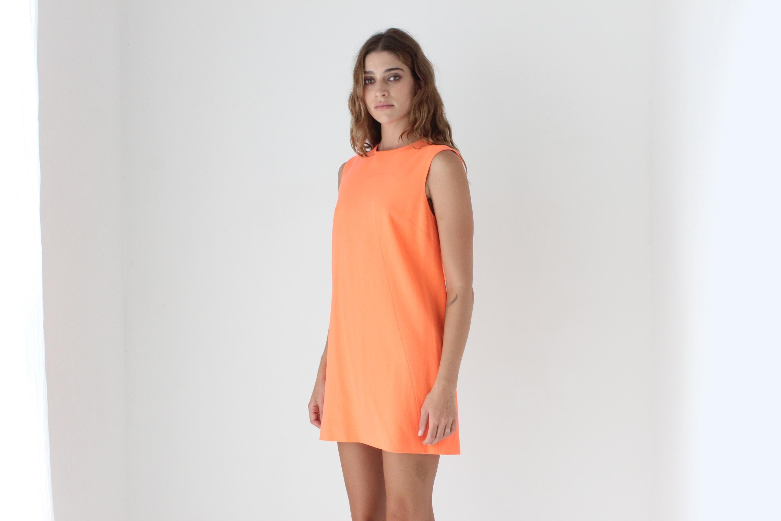 2000s Christopher Kane Neon Orange Wool Crepe Mini
