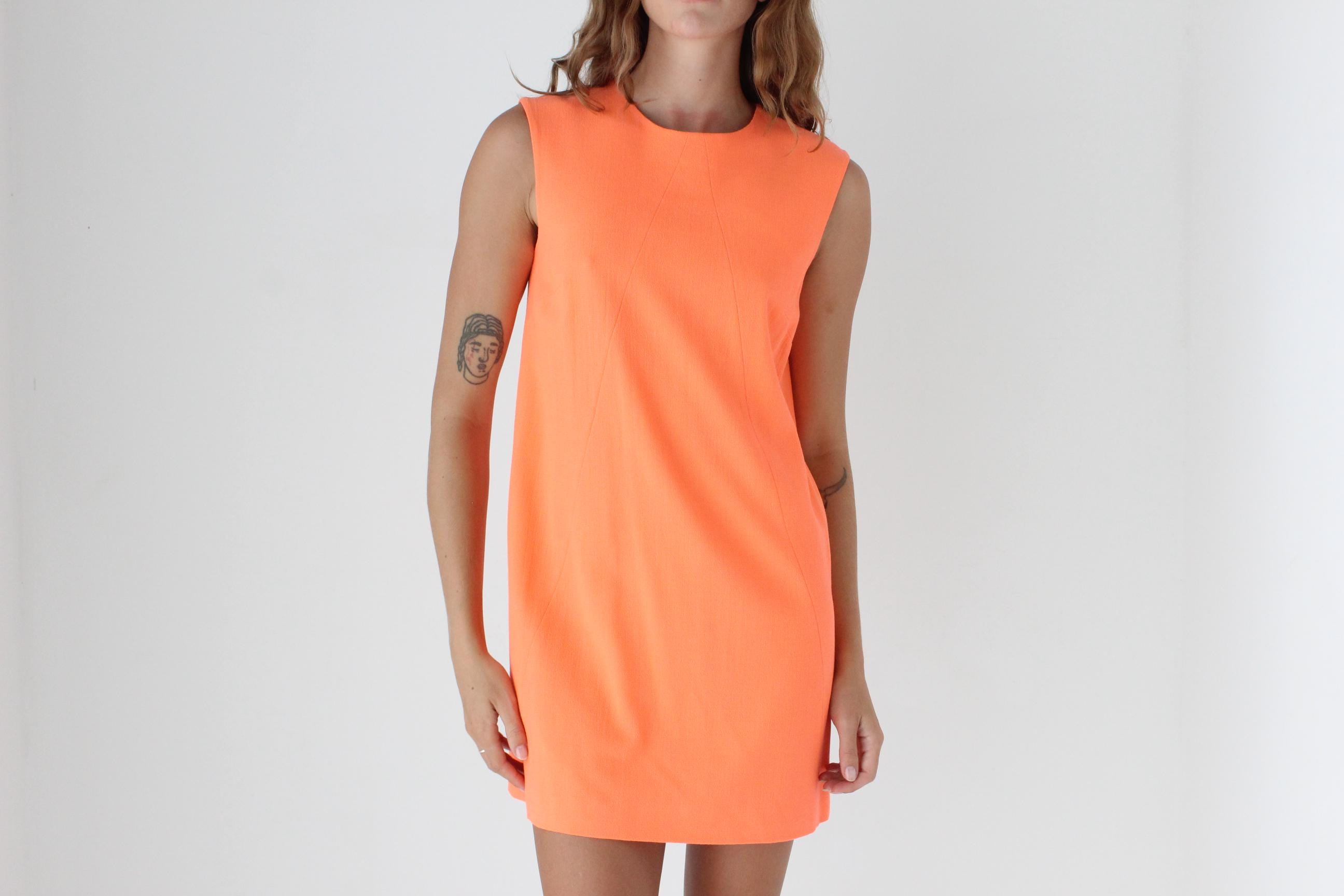 2000s Christopher Kane Neon Orange Wool Crepe Mini