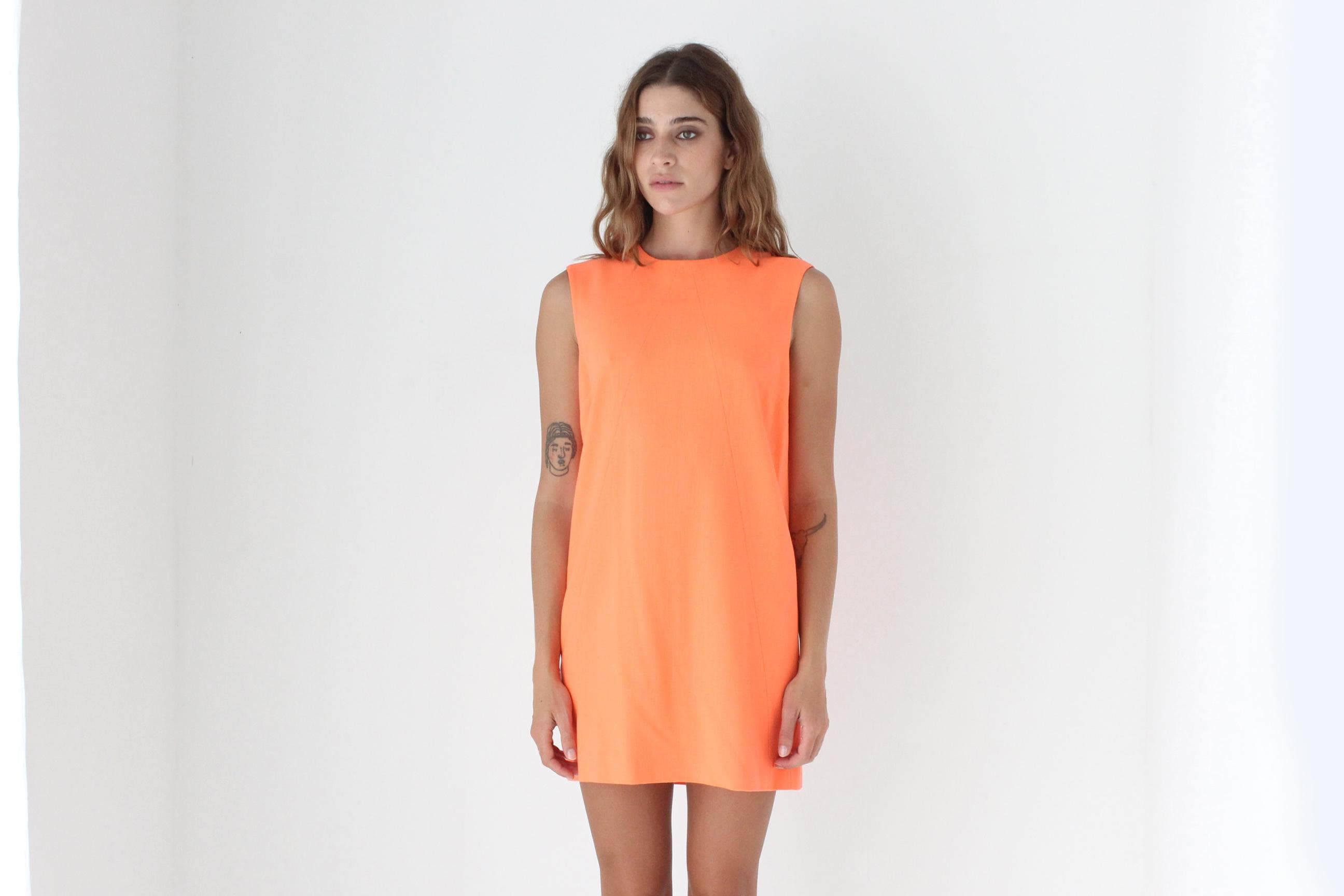 2000s Christopher Kane Neon Orange Wool Crepe Mini