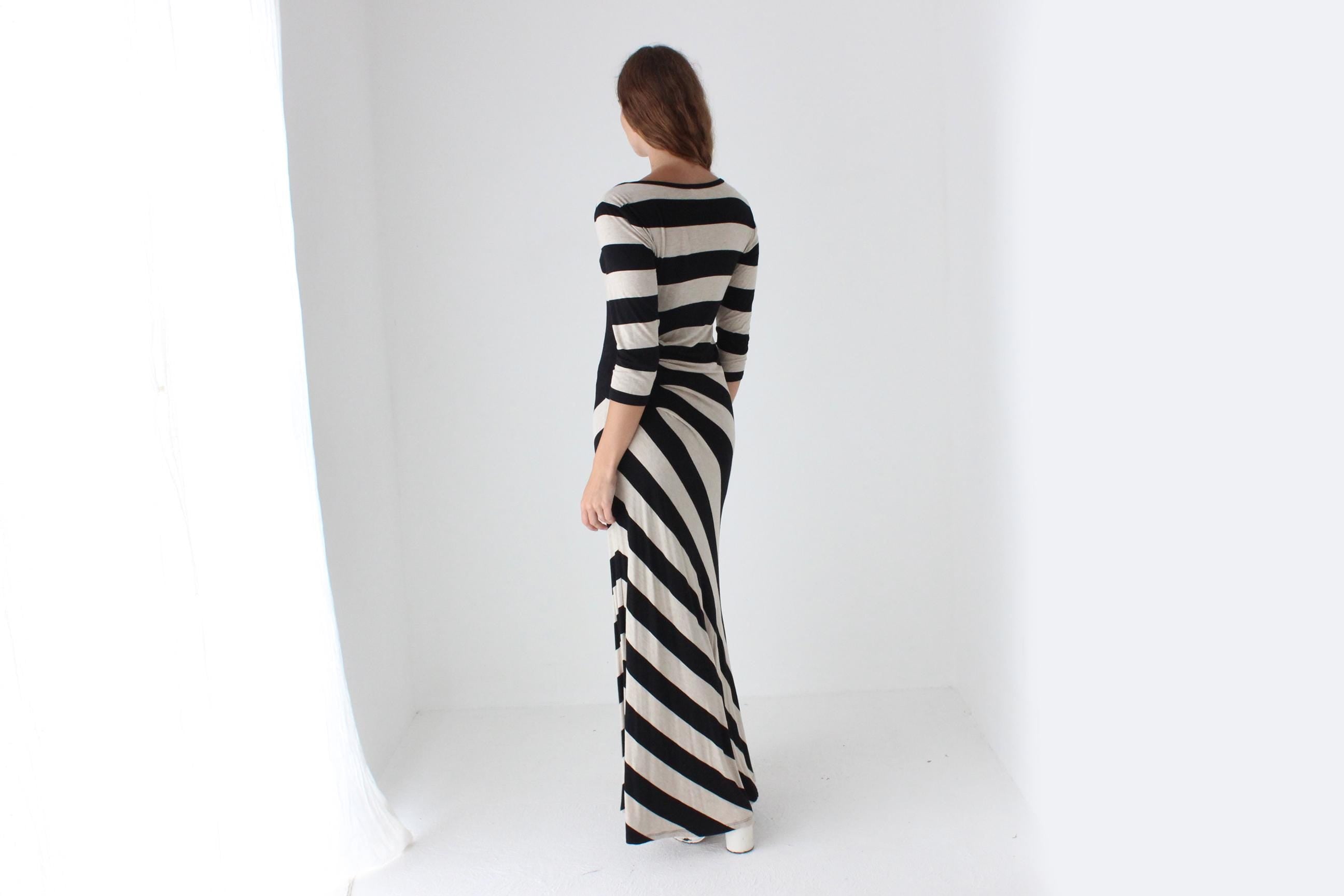 2000s Calvin Klein Bold Striped Maxi Dress