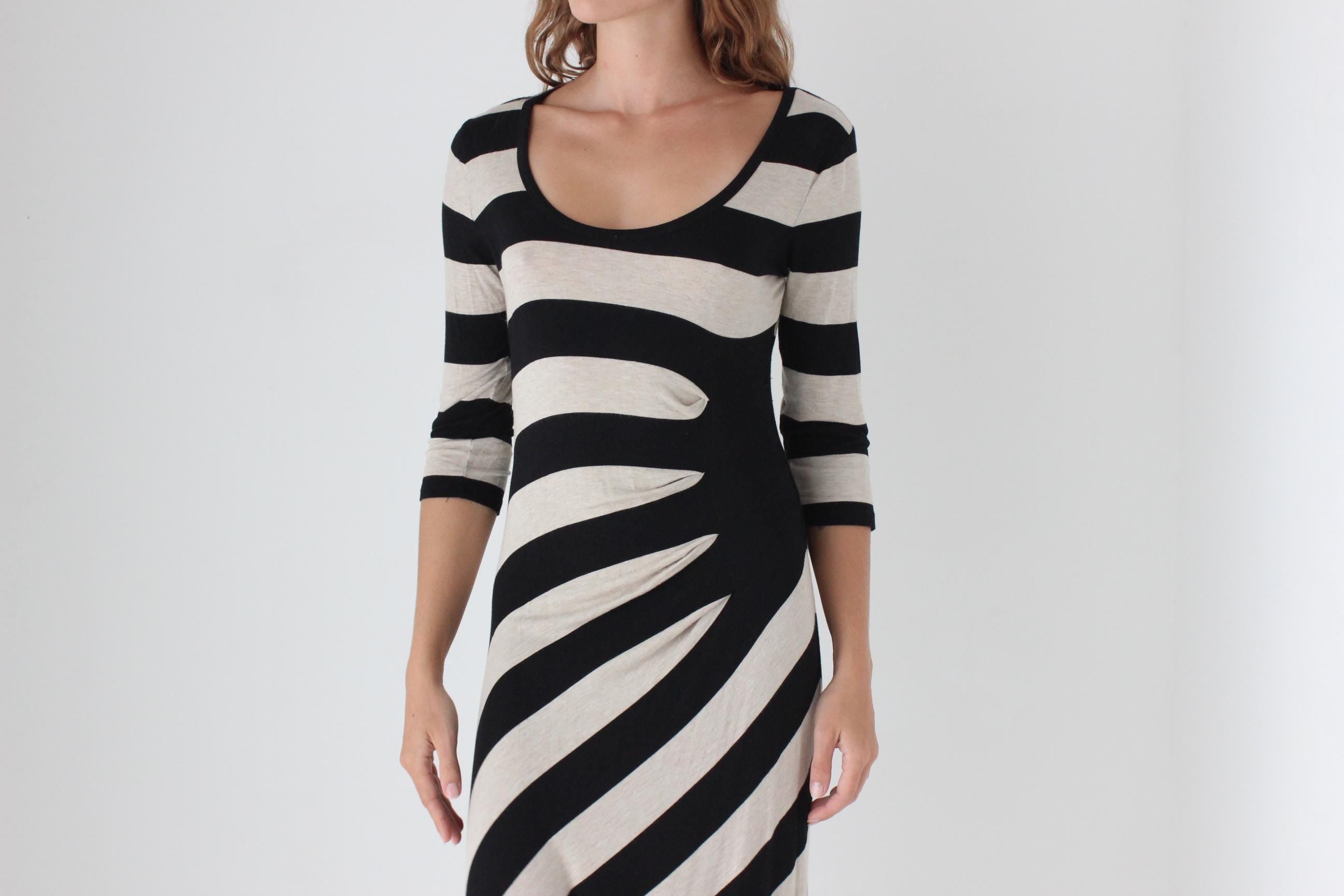 2000s Calvin Klein Bold Striped Maxi Dress