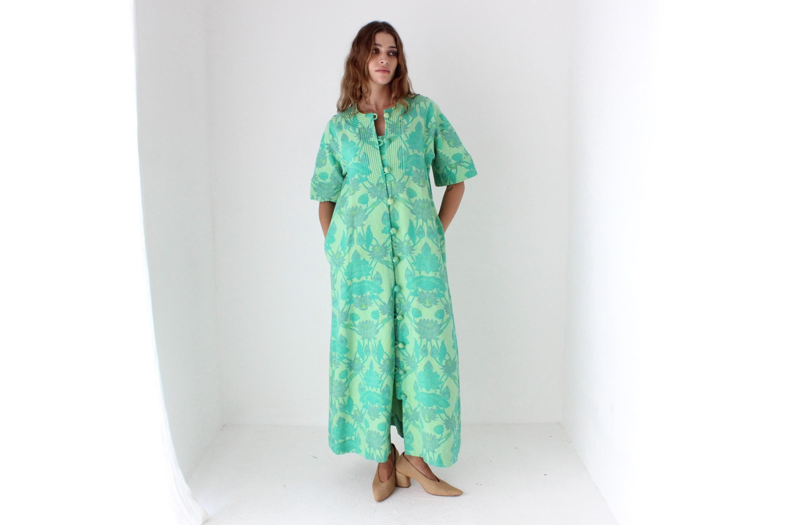 70s Handwoven Thai Cotton Lotus Dress