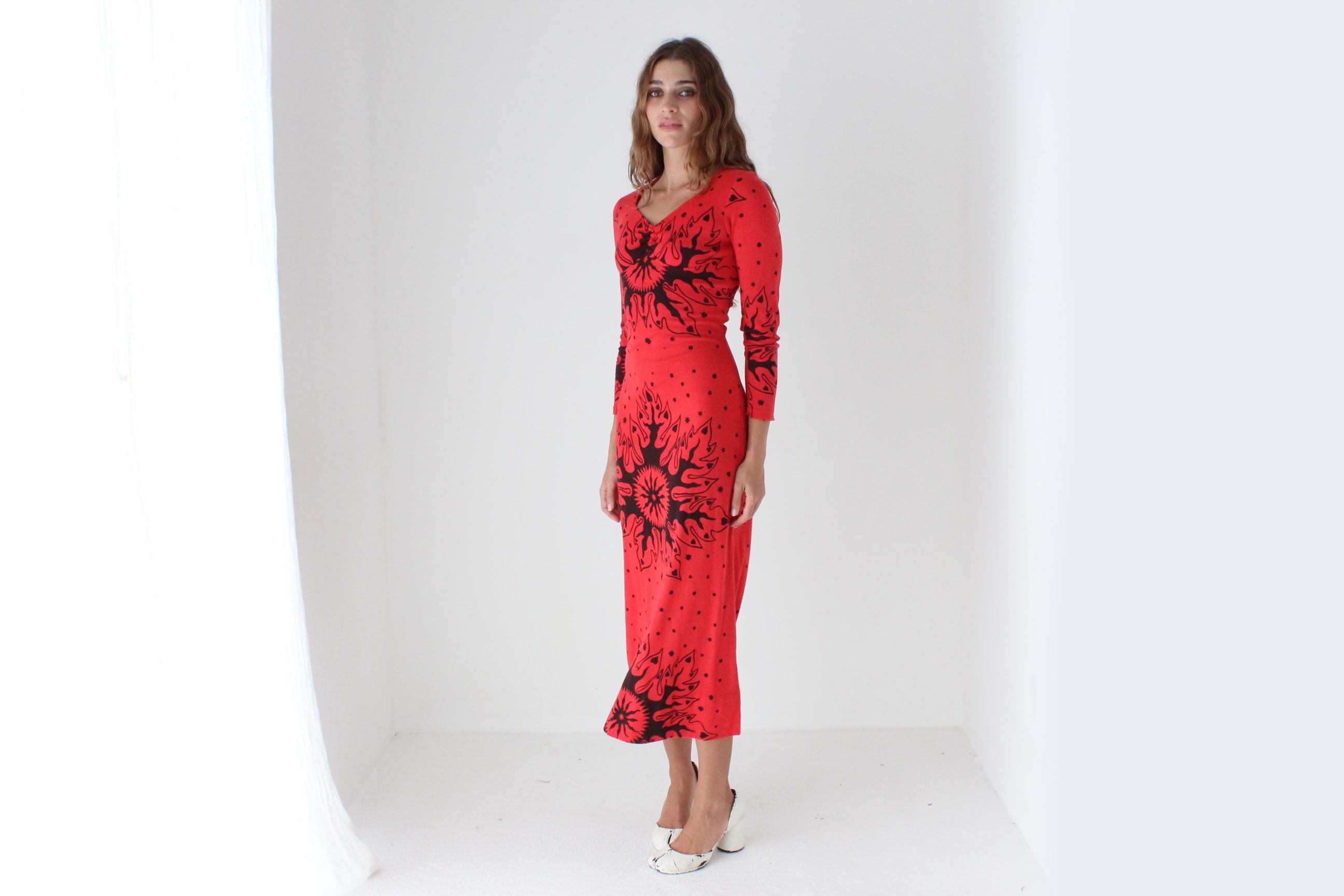 80s Hand Printed Pagan Dress
