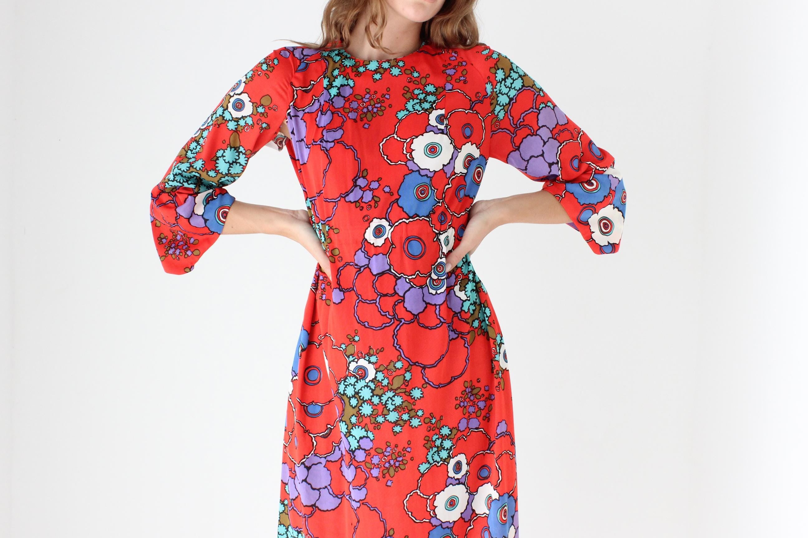 Funky 70s Vibrant & Poppy Psychedelic Dress