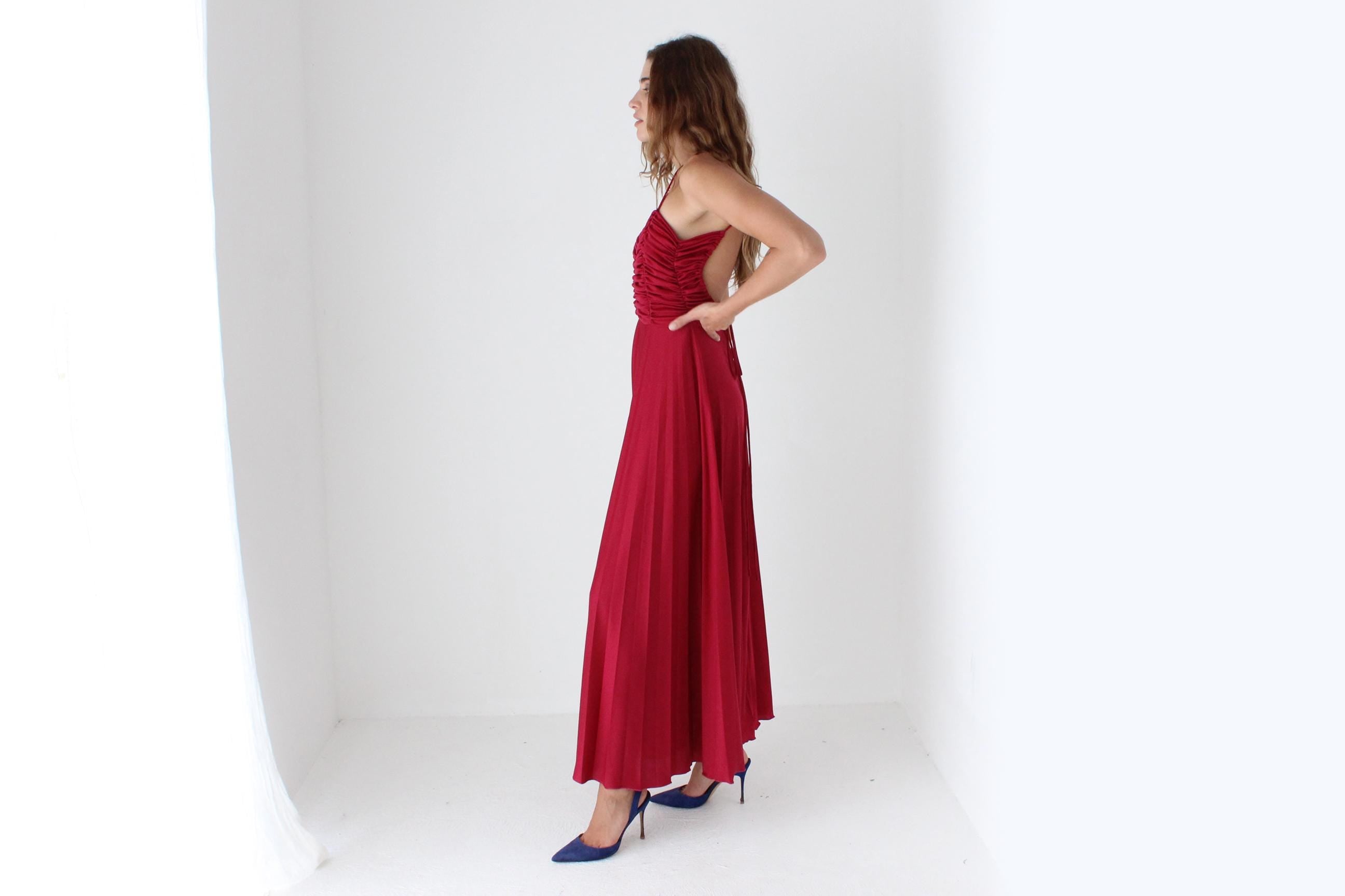 Stunning 70s Ruched Backless Jersey Gown