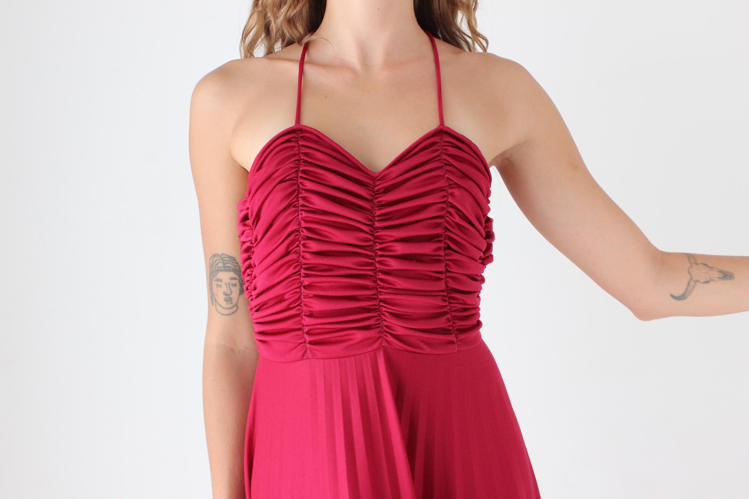 Stunning 70s Ruched Backless Jersey Gown