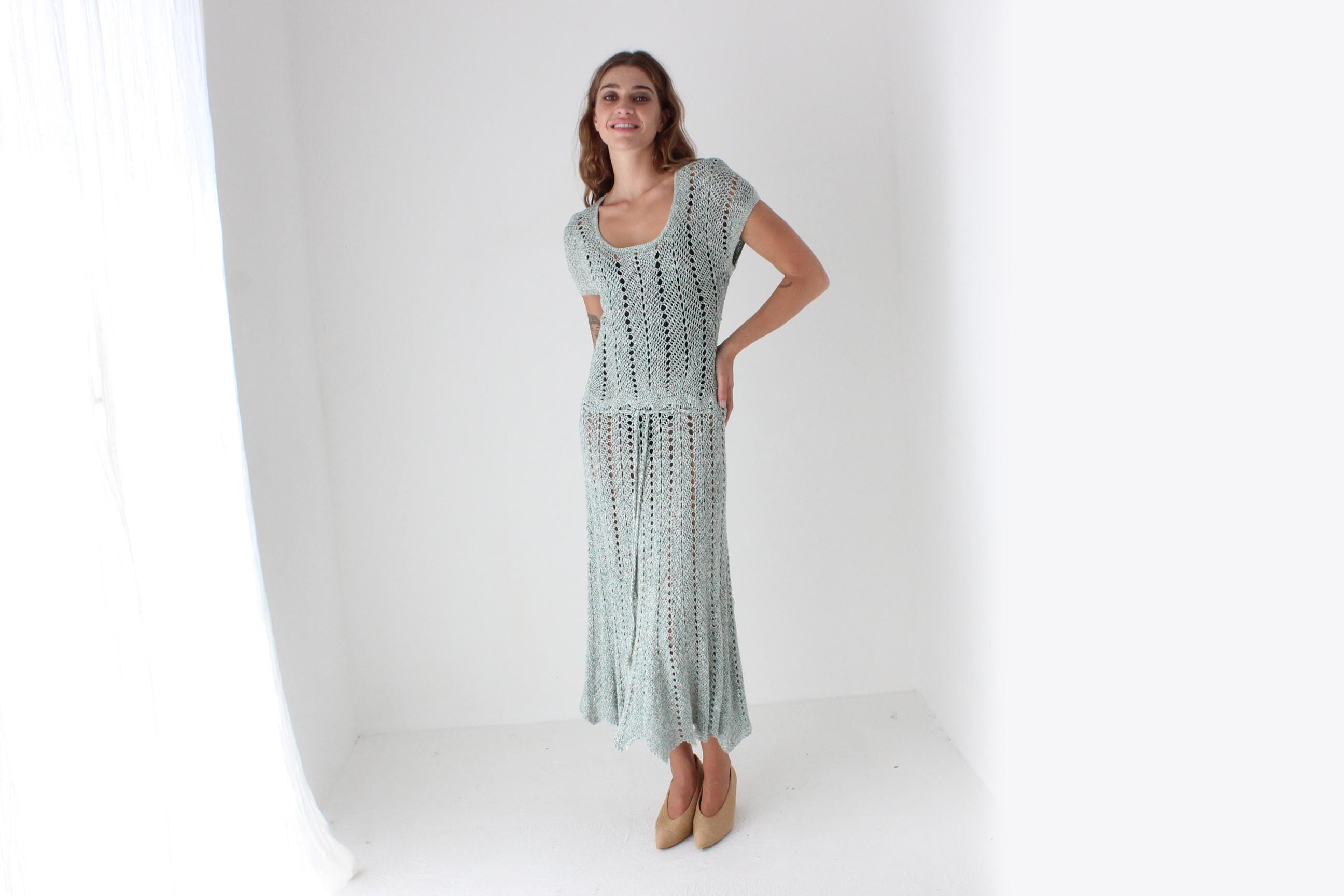 True 70s Handmade Crochet Dress