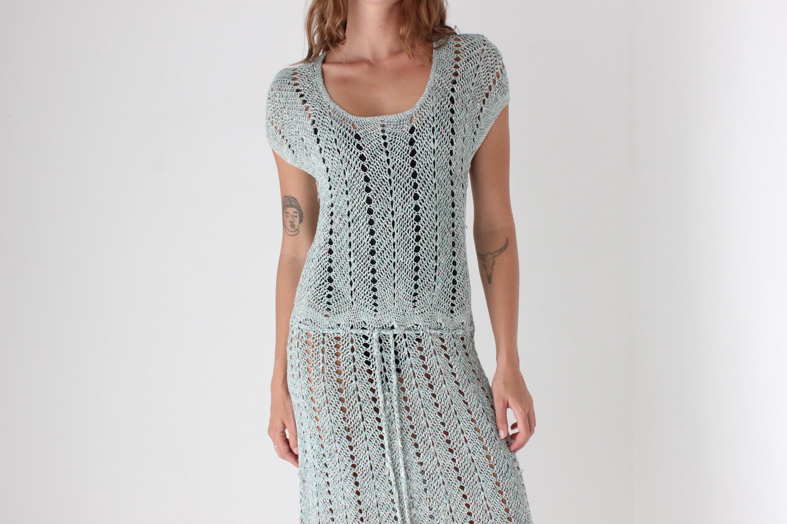 True 70s Handmade Crochet Dress