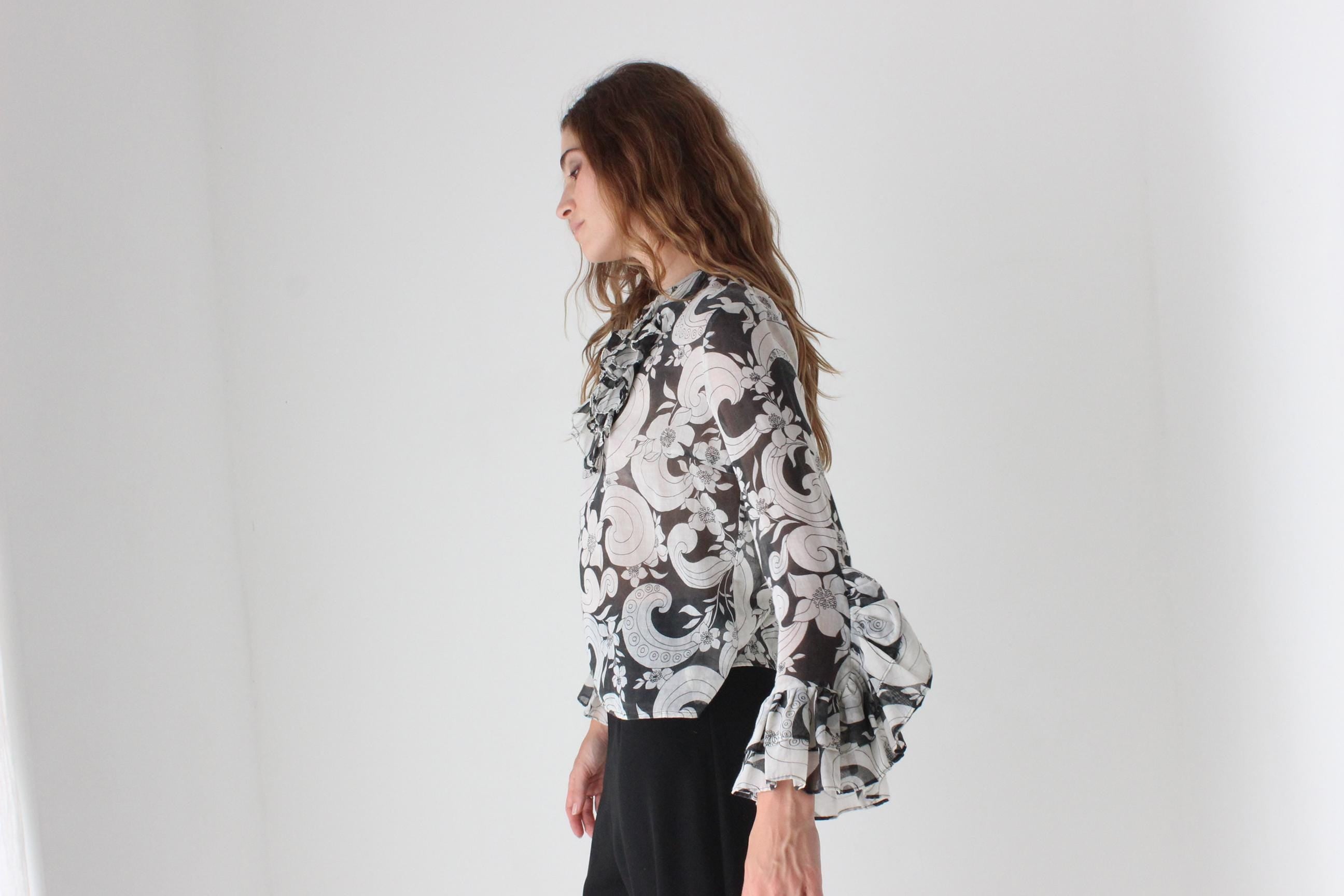 Collectible 70s Psychedelic Cotton Gauze Blouse