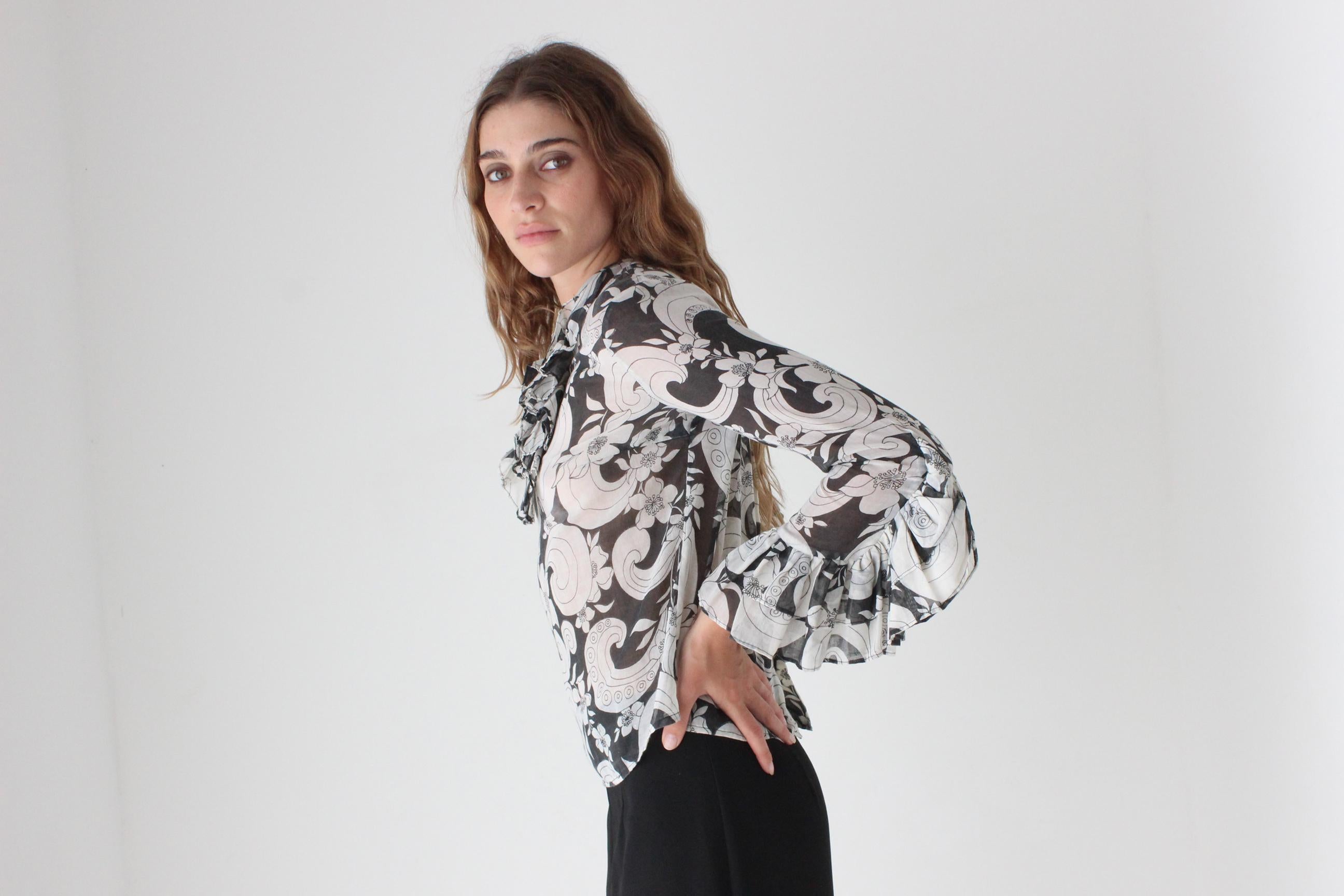 Collectible 70s Psychedelic Cotton Gauze Blouse