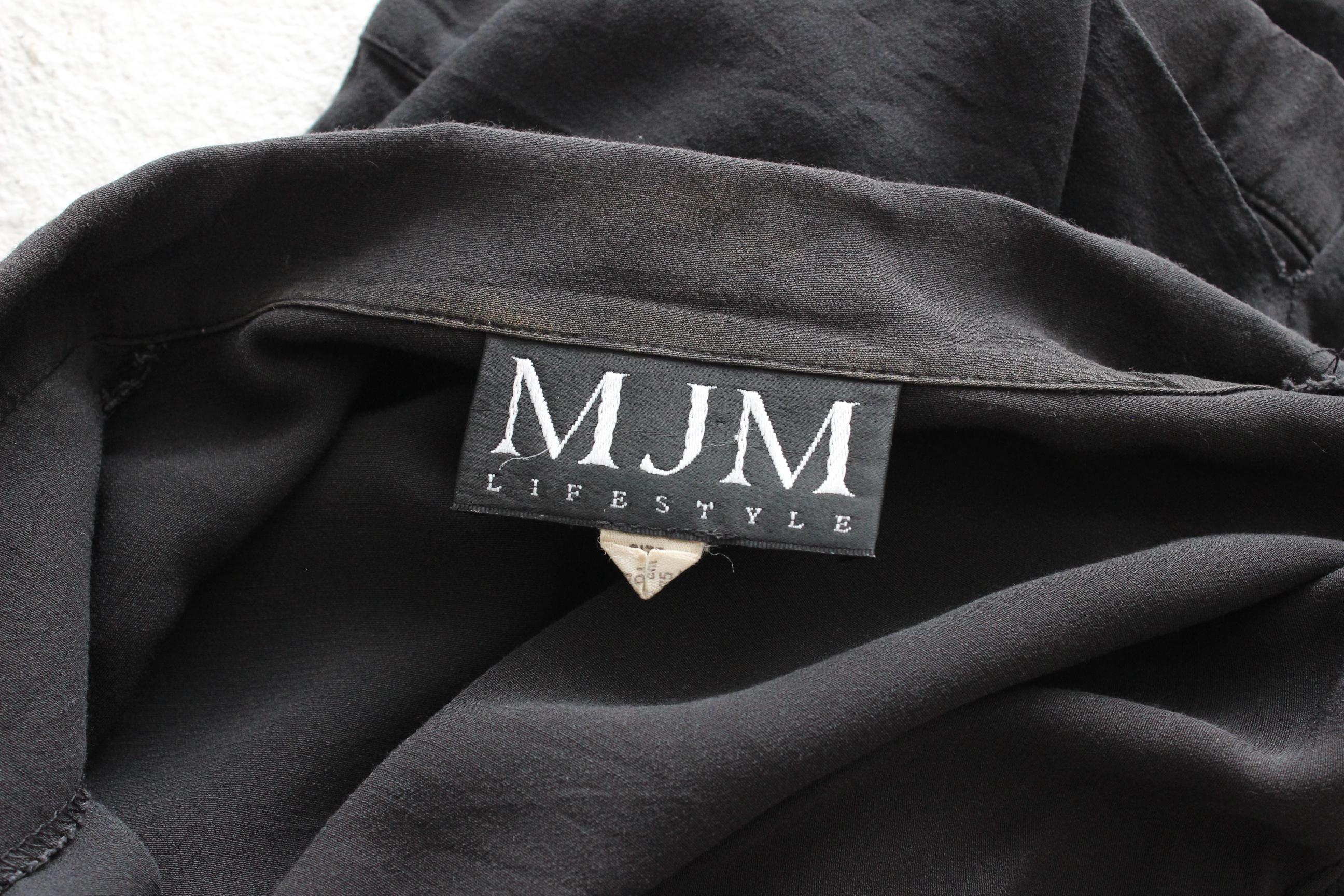 90s Relaxed Silk-Feel Black Shirt