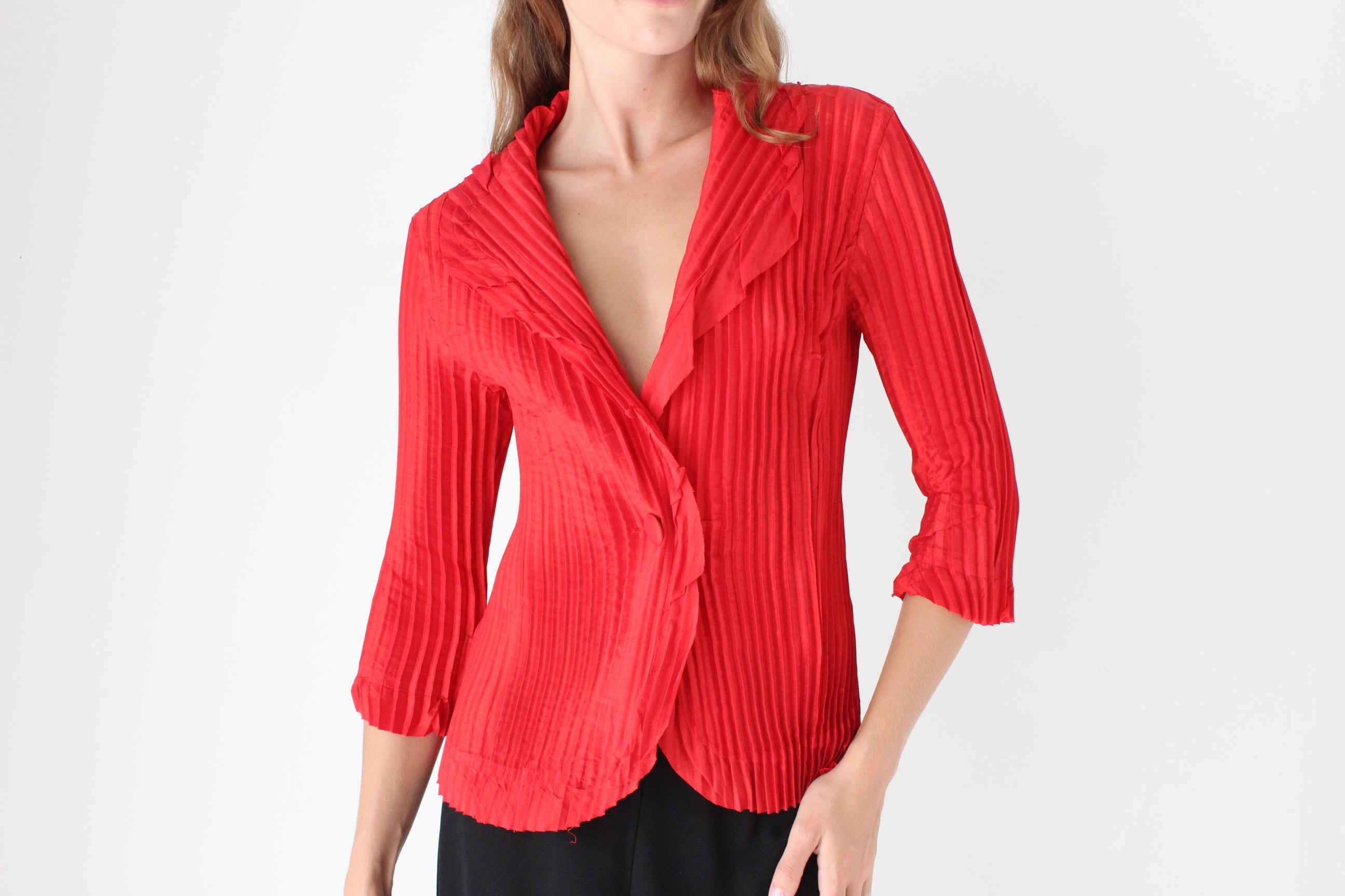 Y2K Vibrant Red Issey Style Top