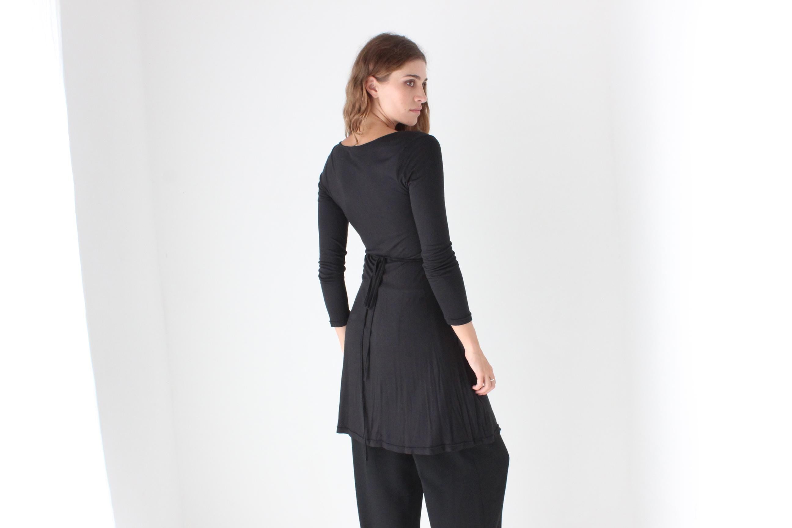 90s Stretch Jersey Balletcore / Yoga Wrap Dress