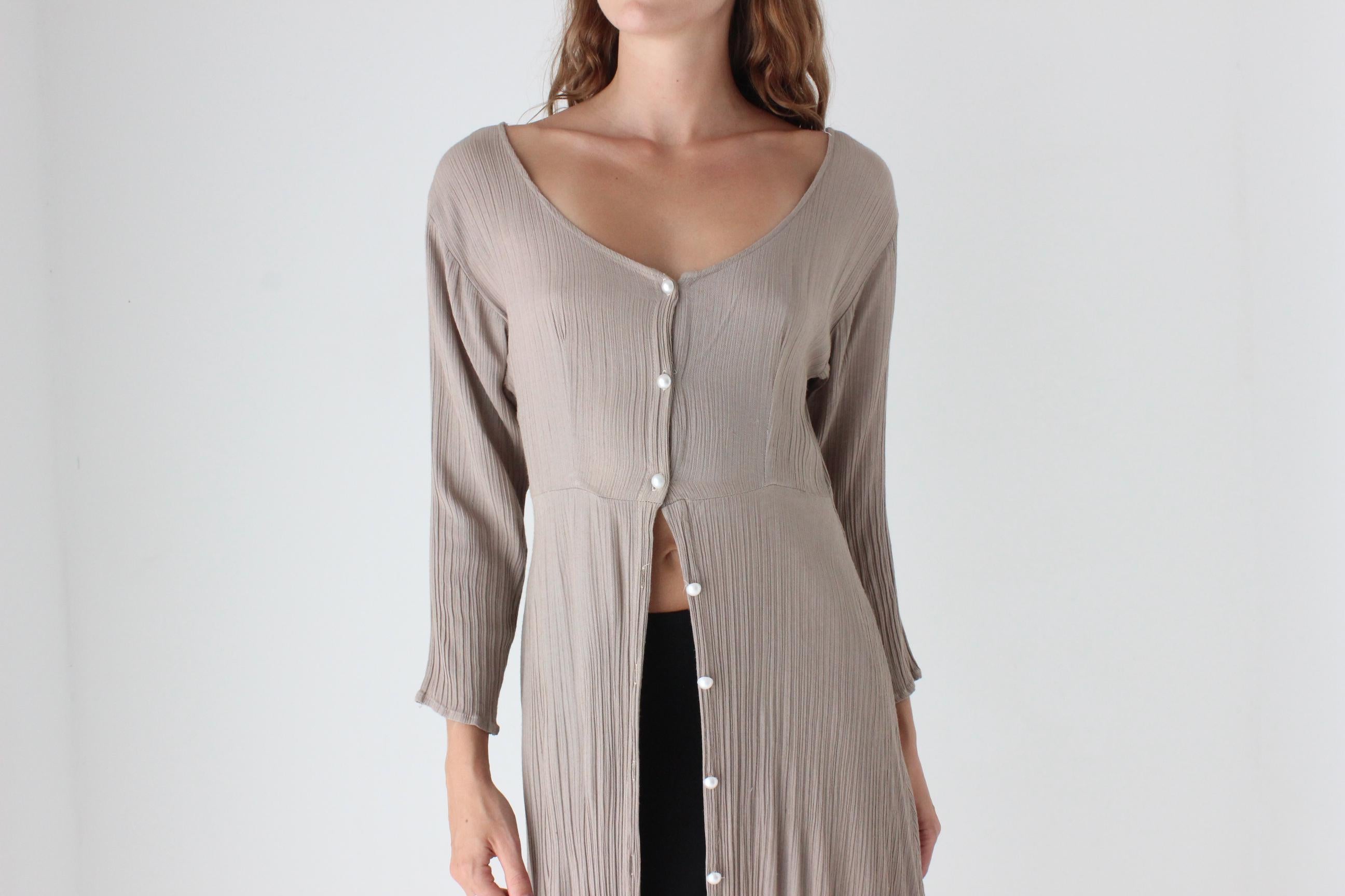 Versatile 90s Mauve Gauze Button Front Top / Dress