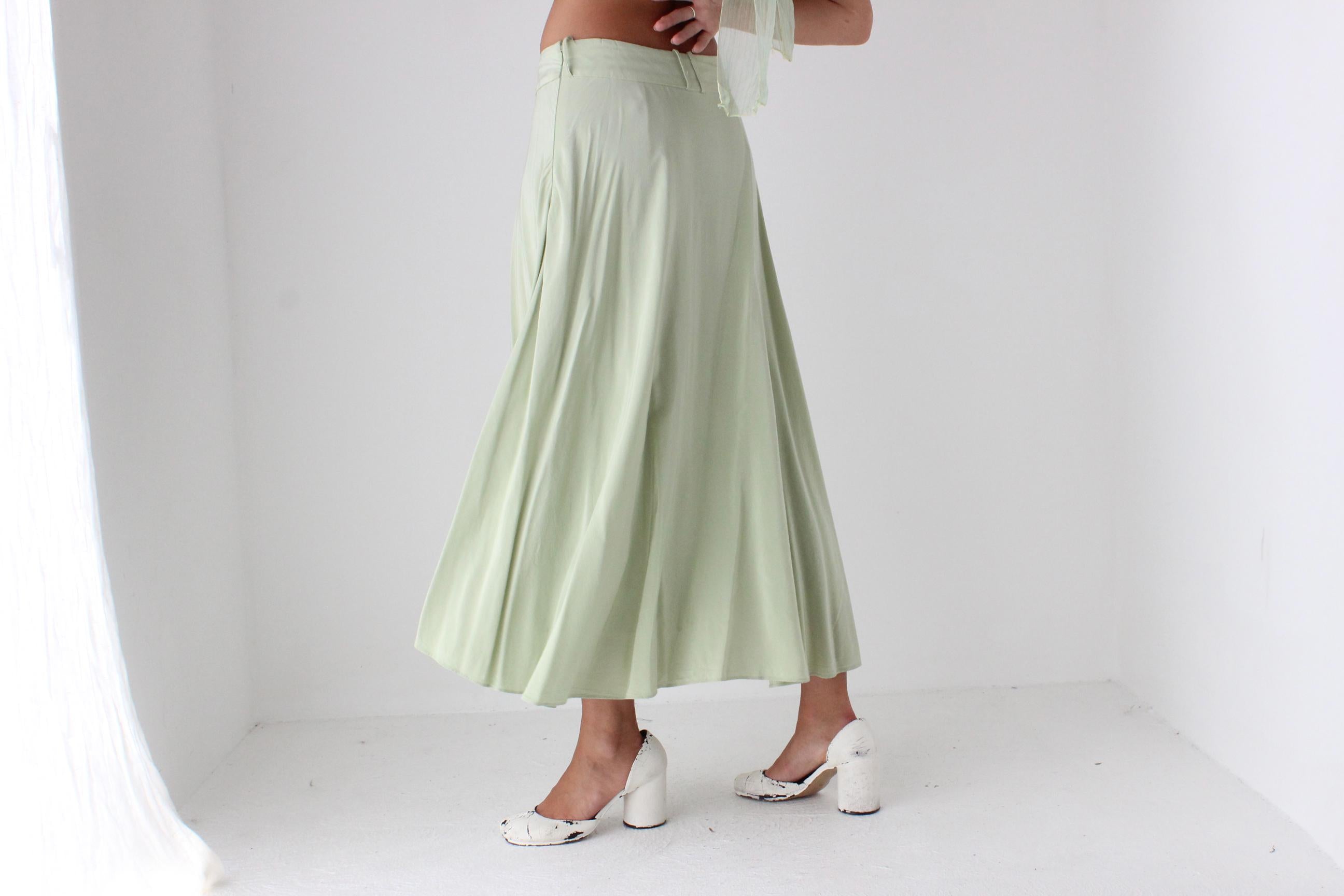 2000s Pastel Green Circle Skirt
