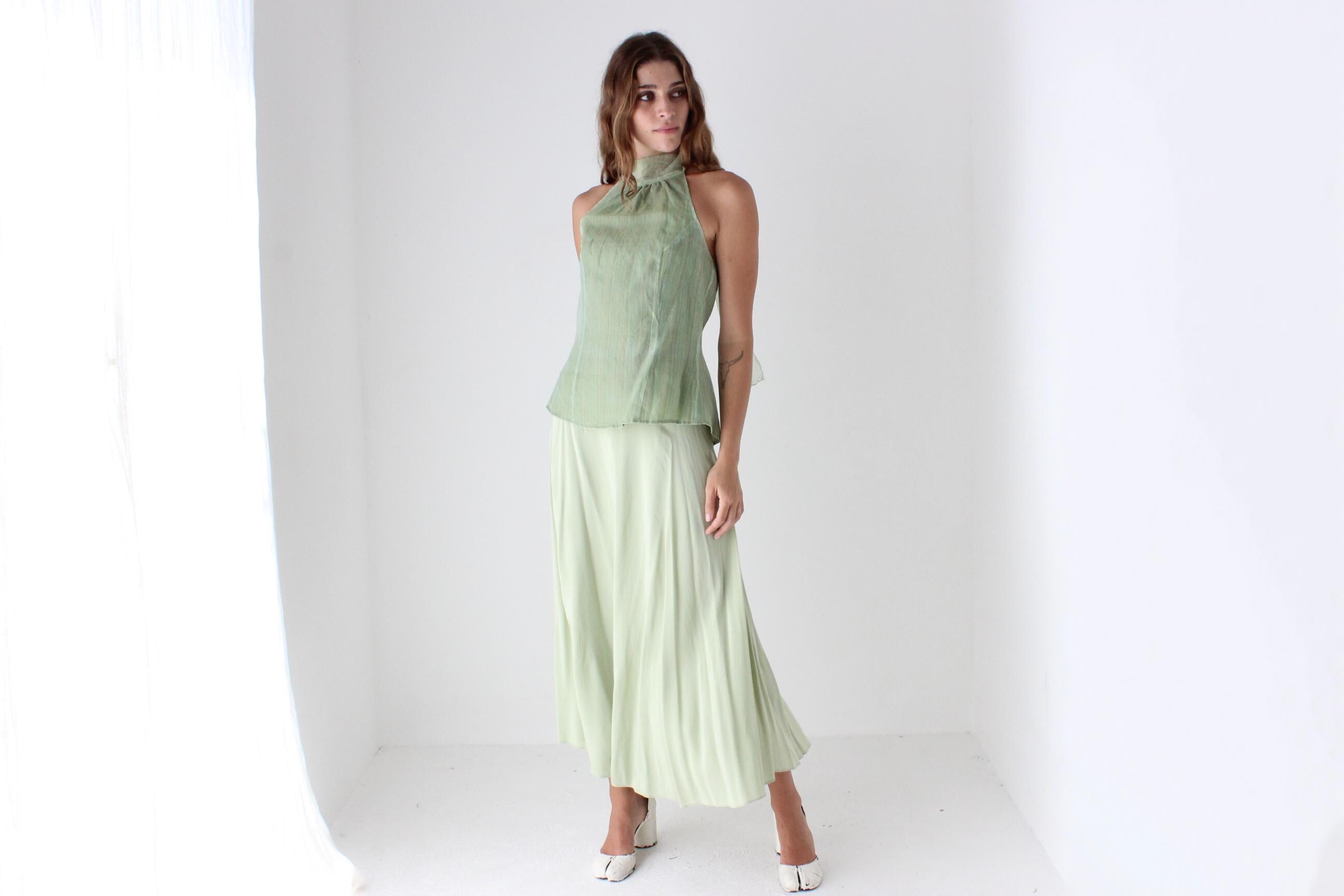 2000s Pastel Green Circle Skirt