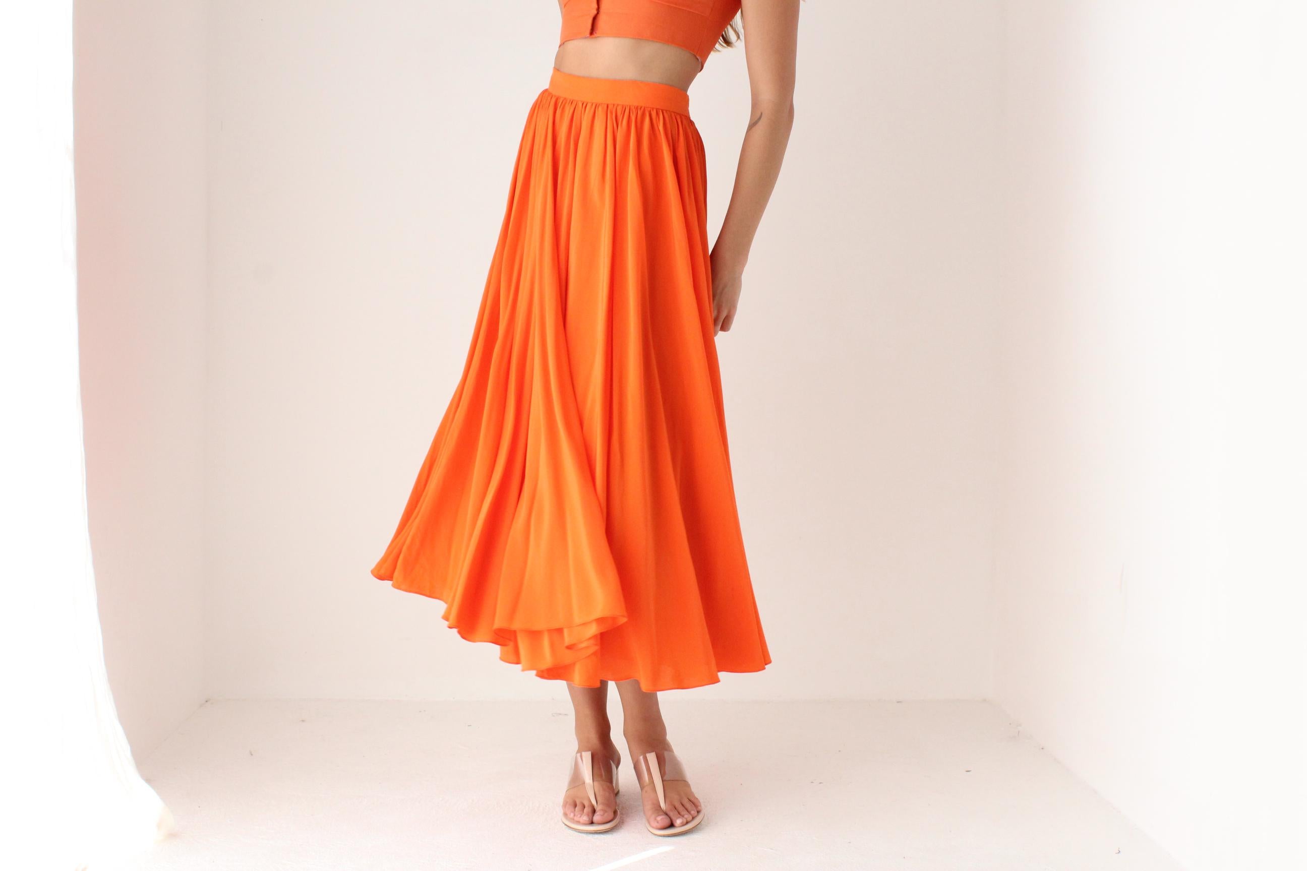 80s Australian Designer Vibrant Silk Circle Skirt