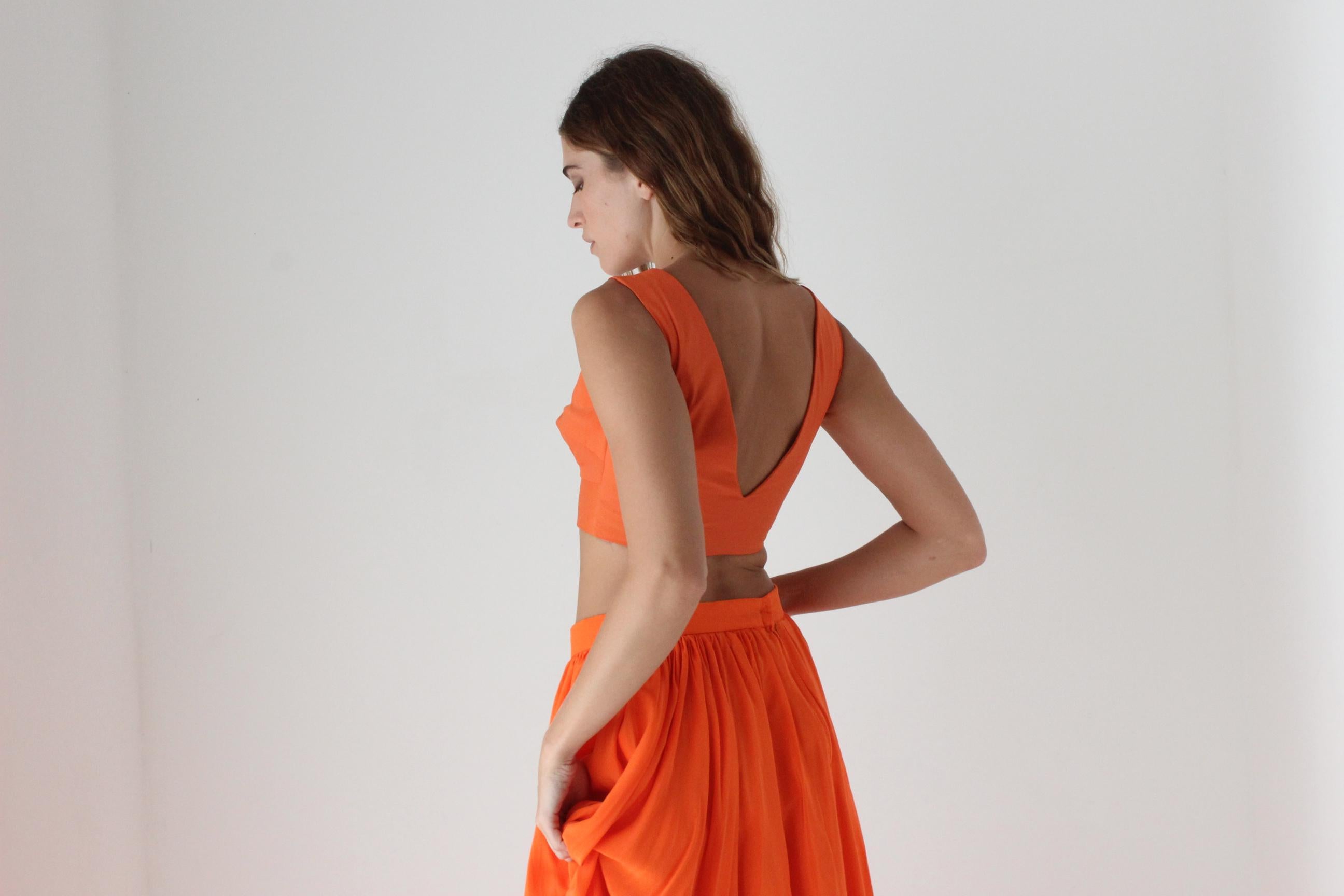 90s Bright Orange Crop Top