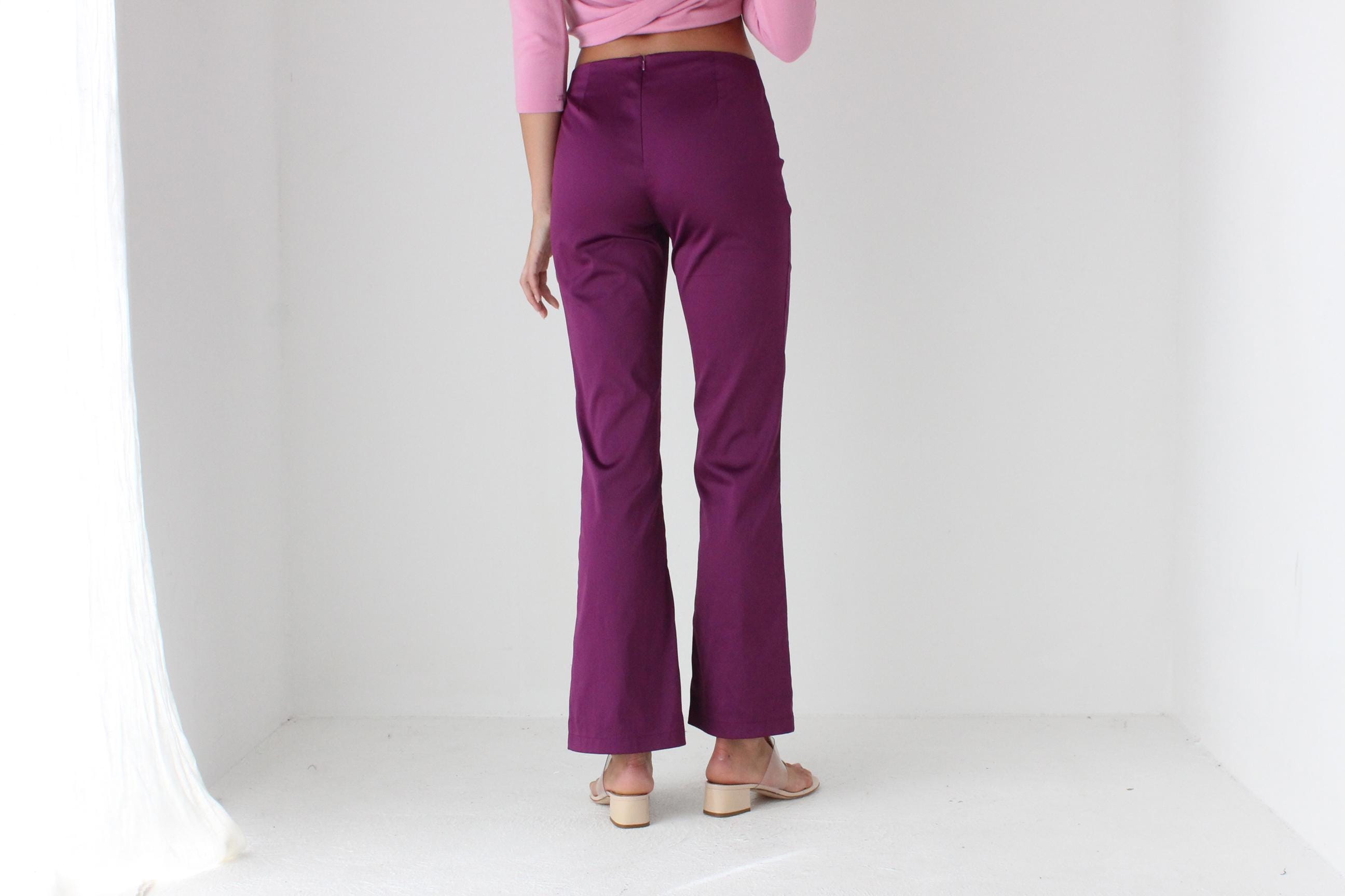Y2K Babe Purple Bootcut Slit Flares